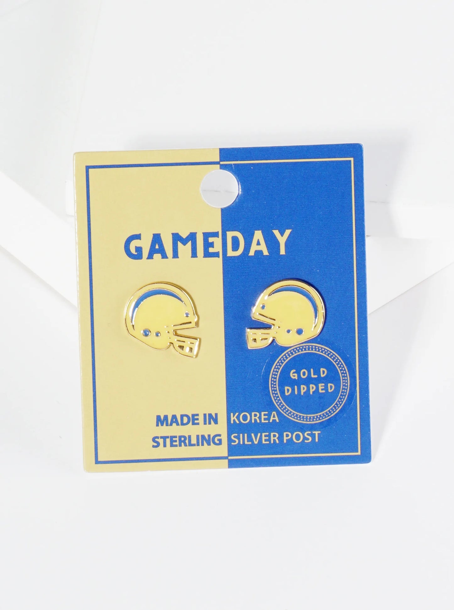 18K Gold Dipped Enamel Football Helmet Game Day Stud Earrings