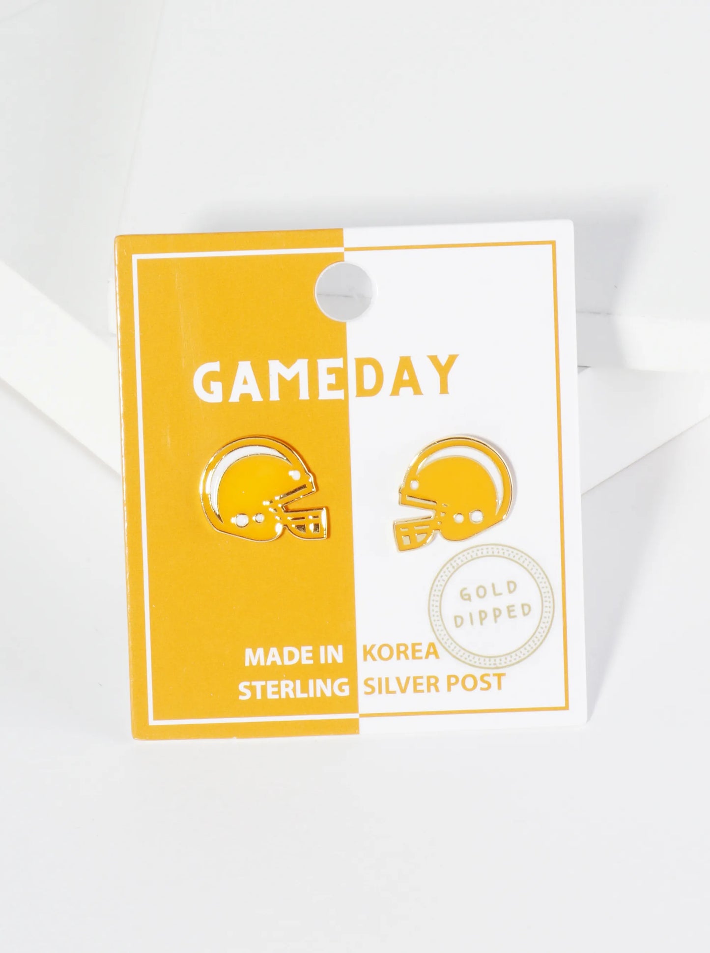 18K Gold Dipped Enamel Football Helmet Game Day Stud Earrings