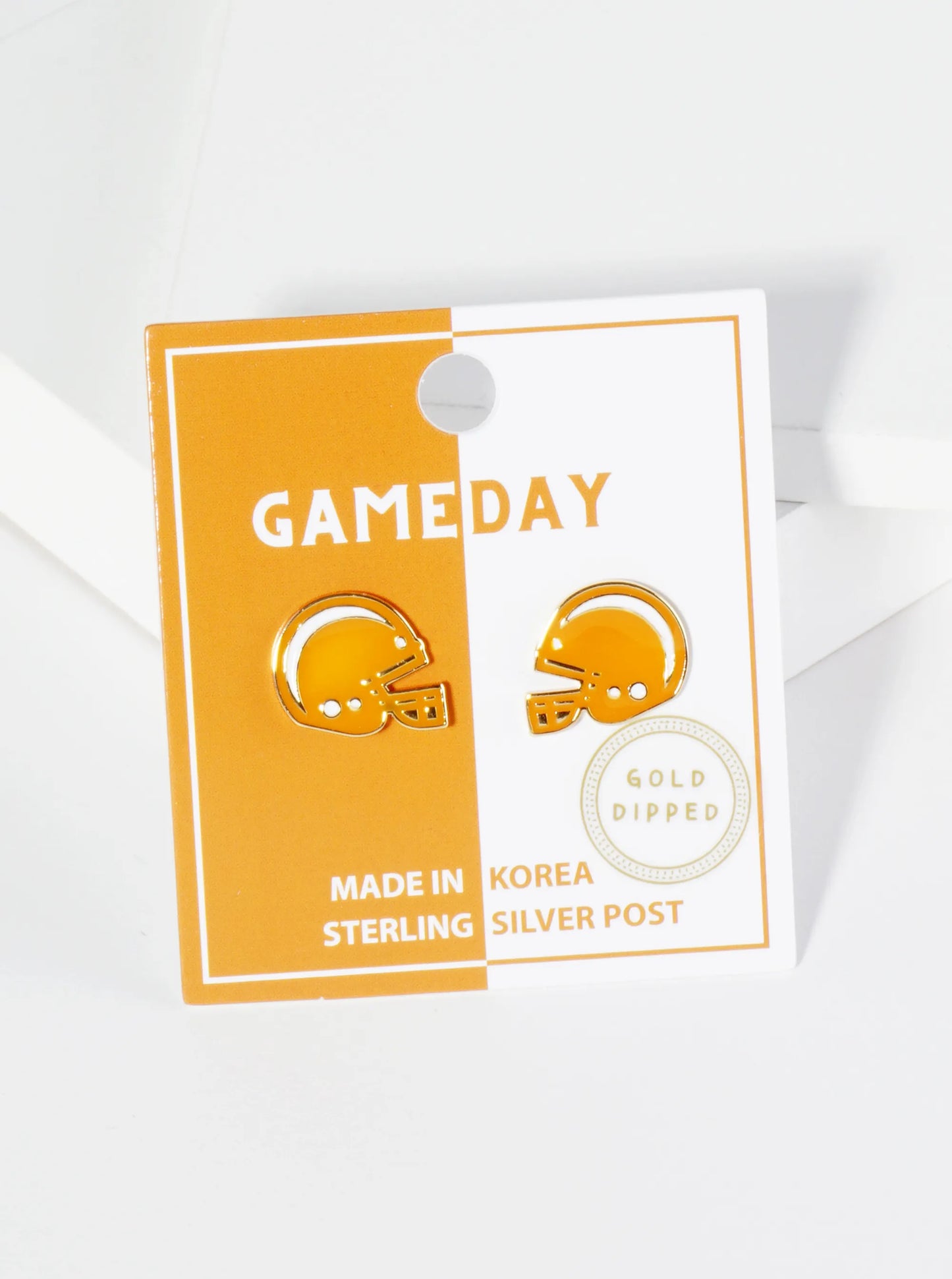 18K Gold Dipped Enamel Football Helmet Game Day Stud Earrings