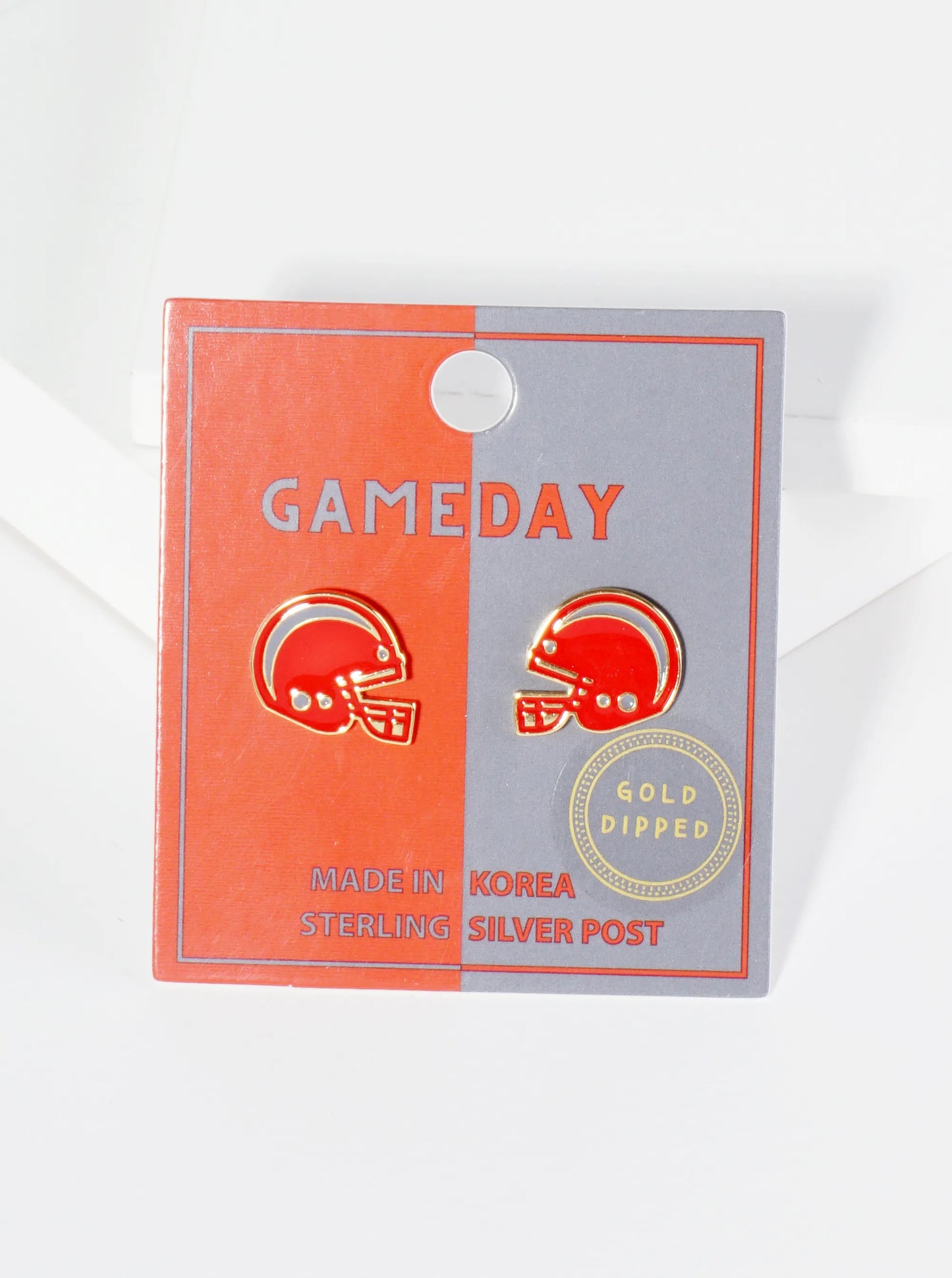 18K Gold Dipped Enamel Football Helmet Game Day Stud Earrings