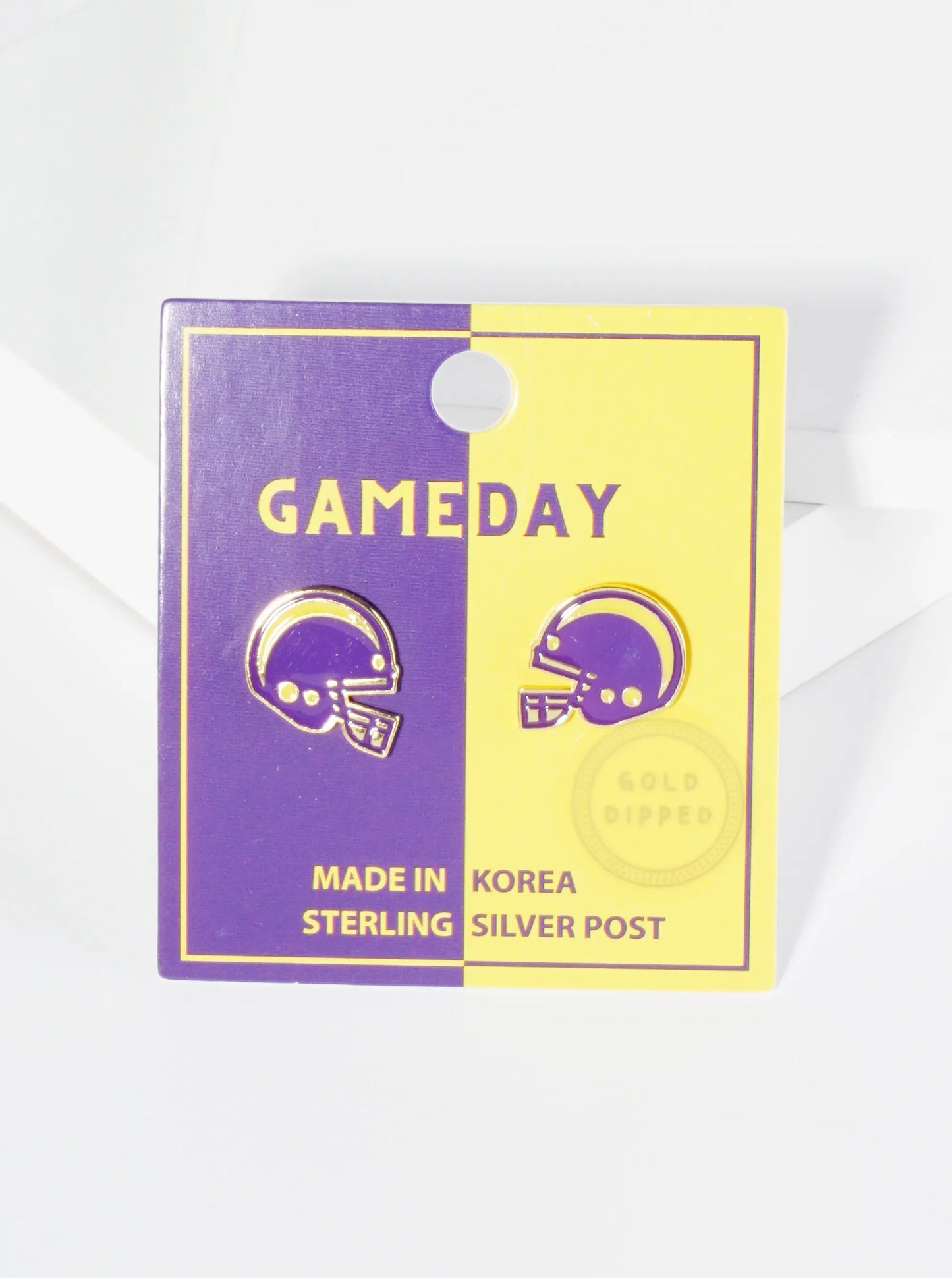 18K Gold Dipped Enamel Football Helmet Game Day Stud Earrings