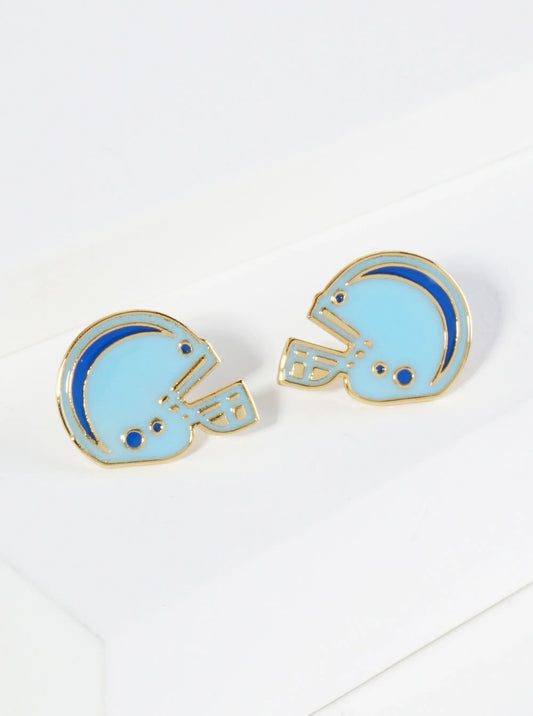 18K Gold Dipped Enamel Football Helmet Game Day Stud Earrings