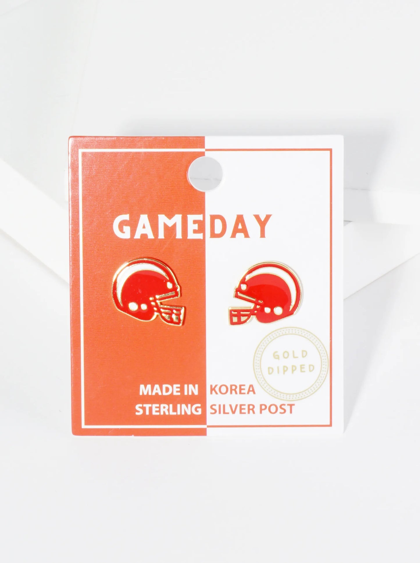18K Gold Dipped Enamel Football Helmet Game Day Stud Earrings