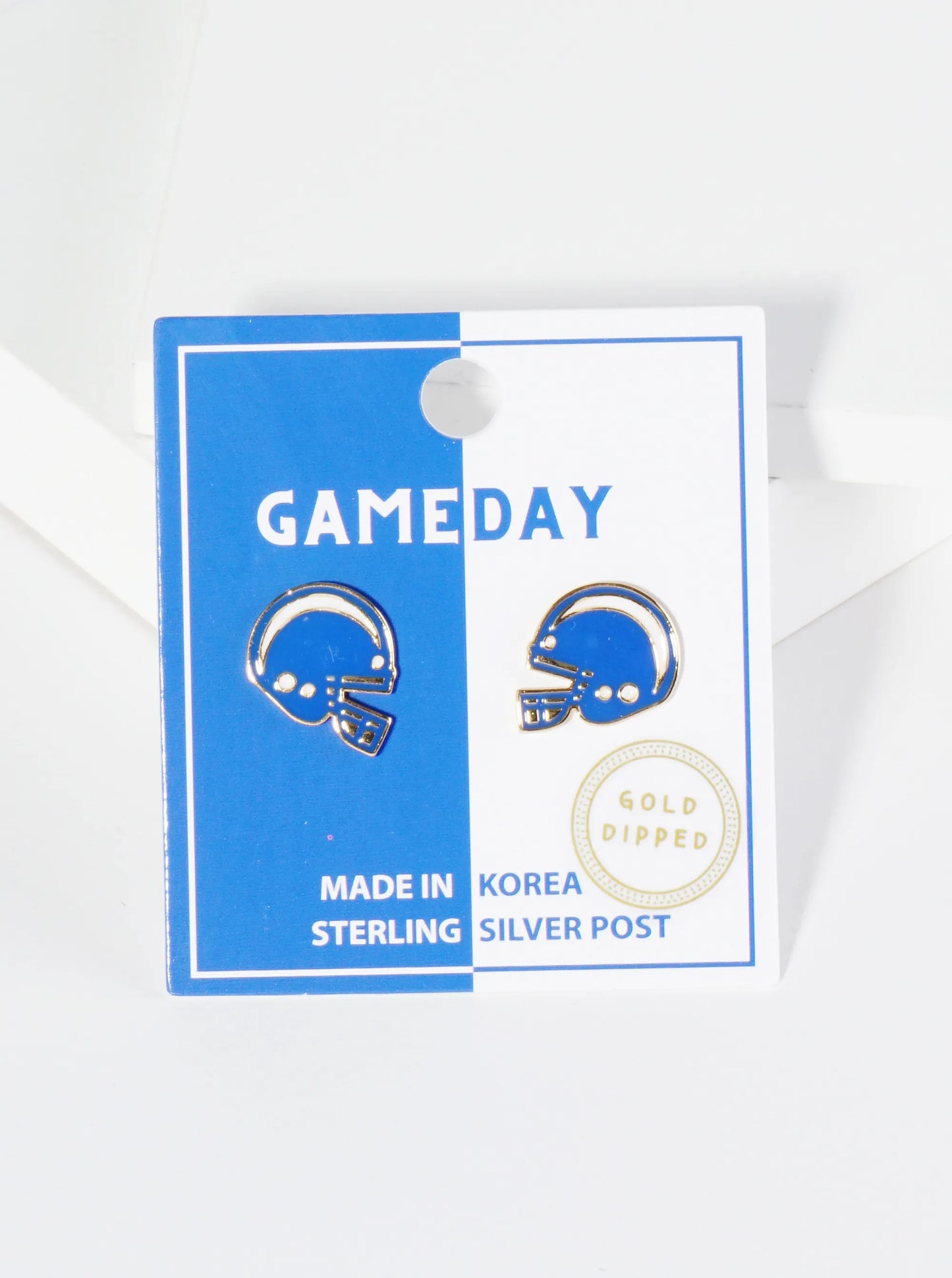 18K Gold Dipped Enamel Football Helmet Game Day Stud Earrings