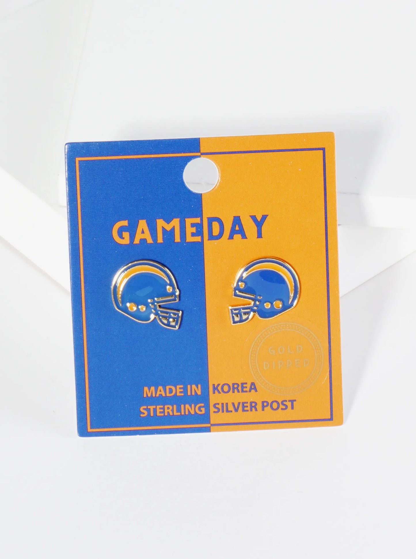 18K Gold Dipped Enamel Football Helmet Game Day Stud Earrings
