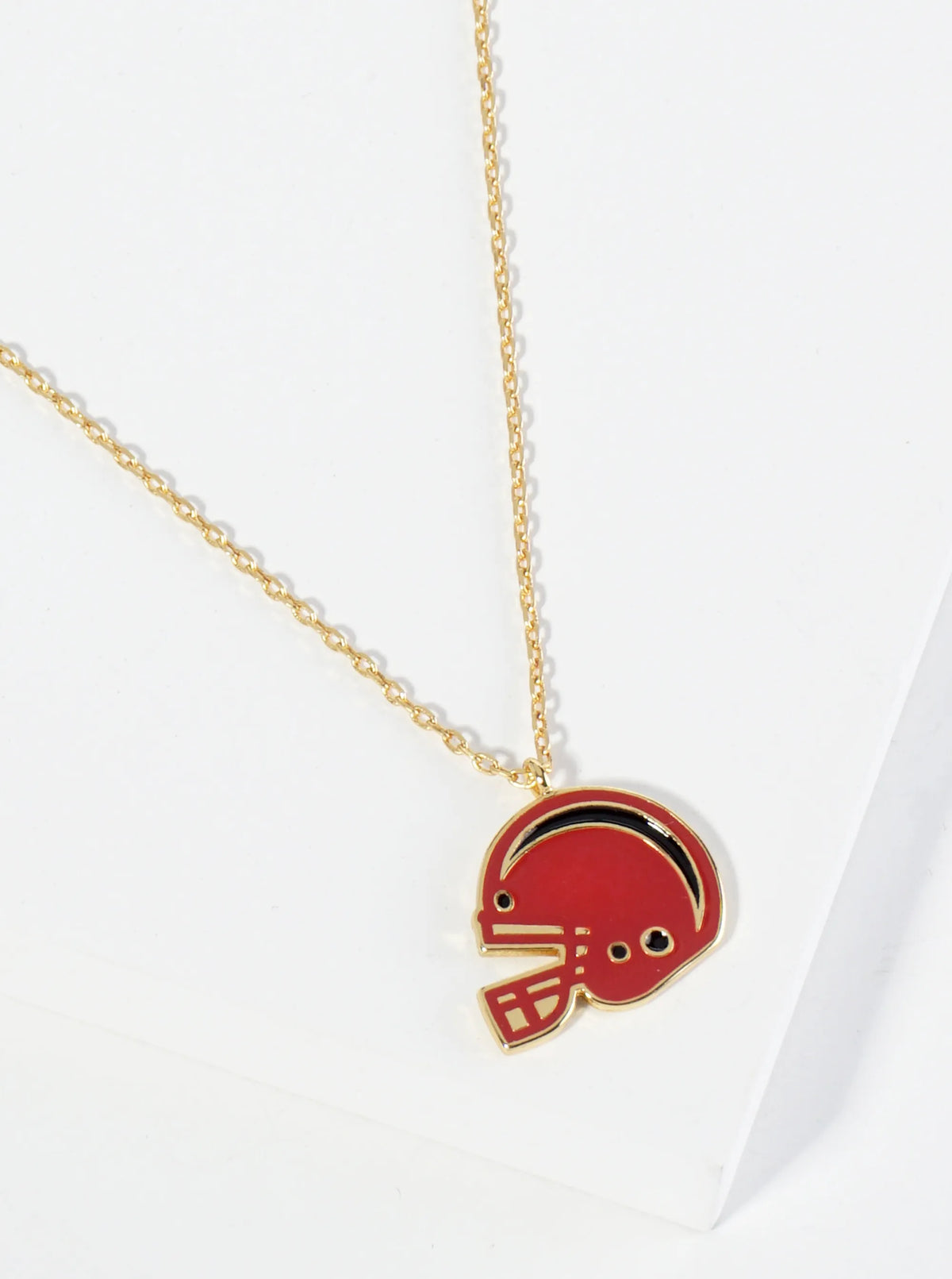 18K Gold Dipped Enamel Football Helmet Pendant Game Day Necklace