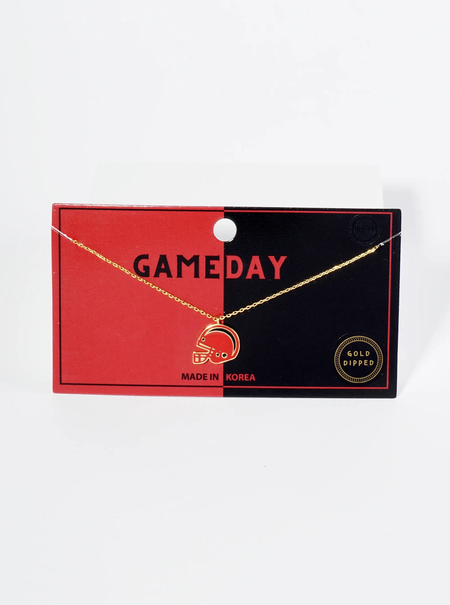 18K Gold Dipped Enamel Football Helmet Pendant Game Day Necklace