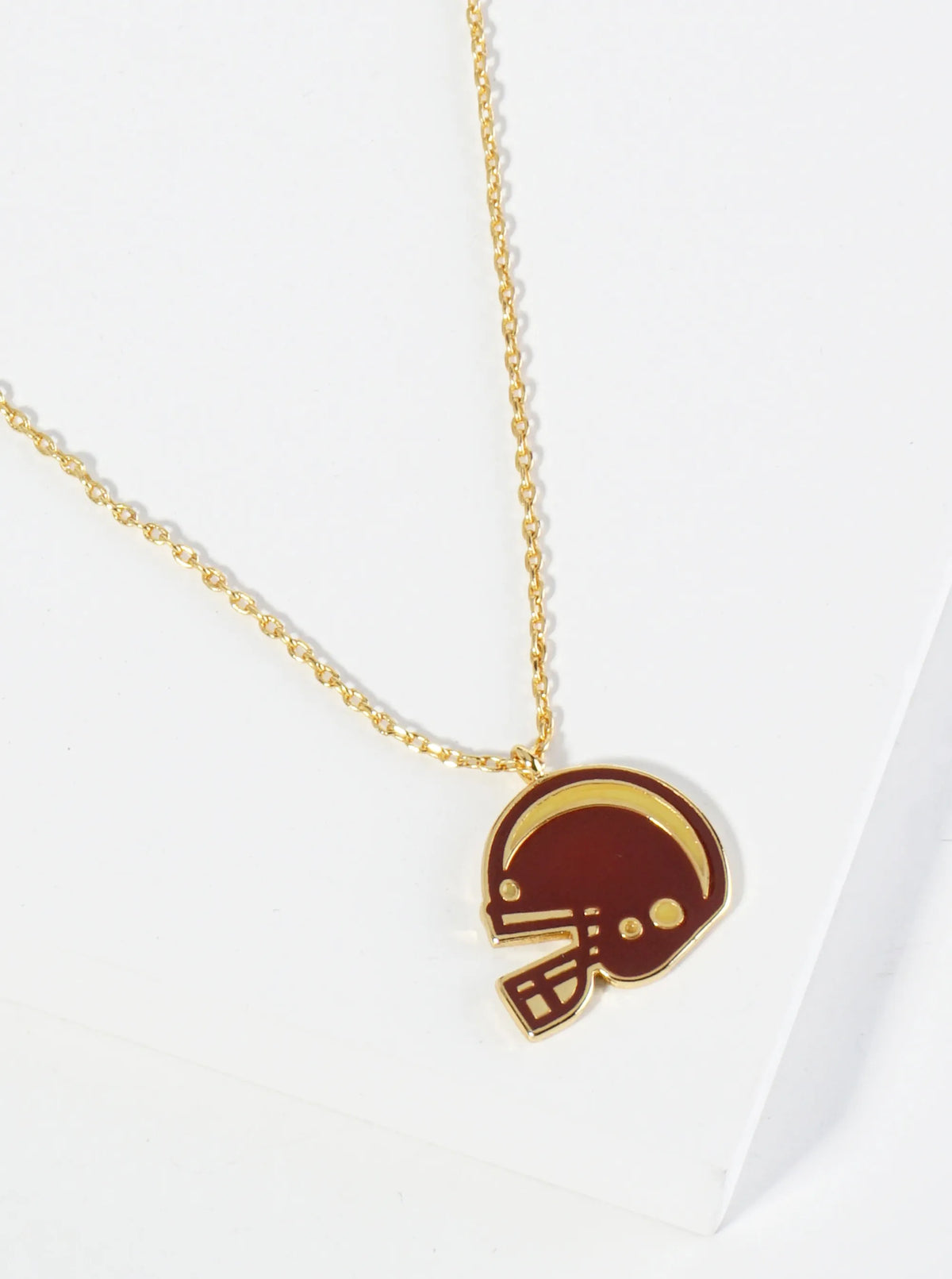 18K Gold Dipped Enamel Football Helmet Pendant Game Day Necklace