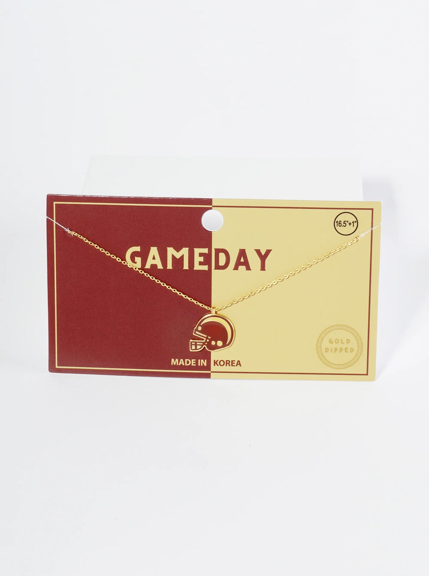 18K Gold Dipped Enamel Football Helmet Pendant Game Day Necklace