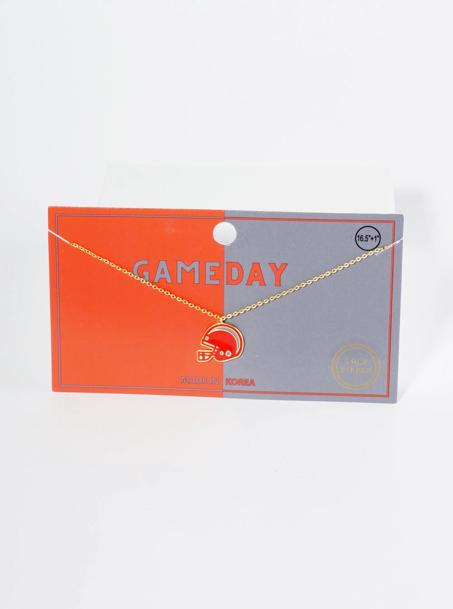 18K Gold Dipped Enamel Football Helmet Pendant Game Day Necklace
