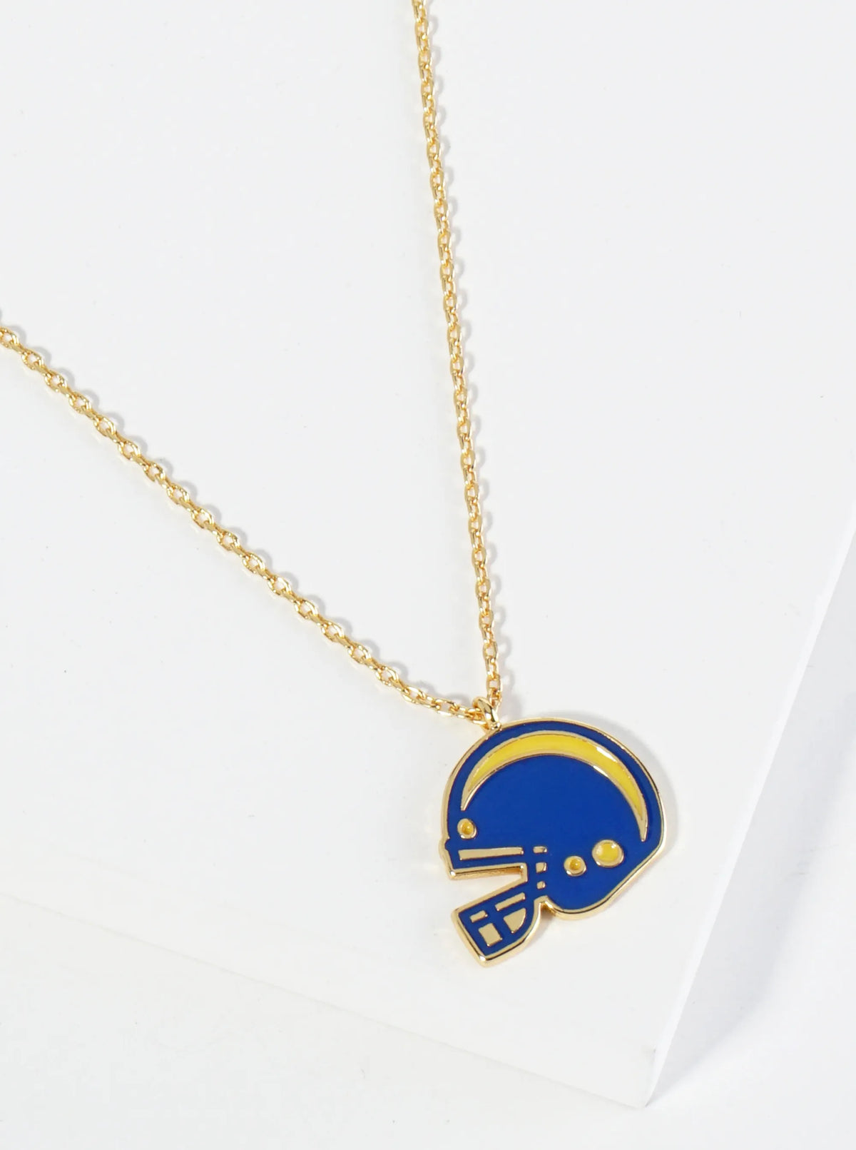 18K Gold Dipped Enamel Football Helmet Pendant Game Day Necklace