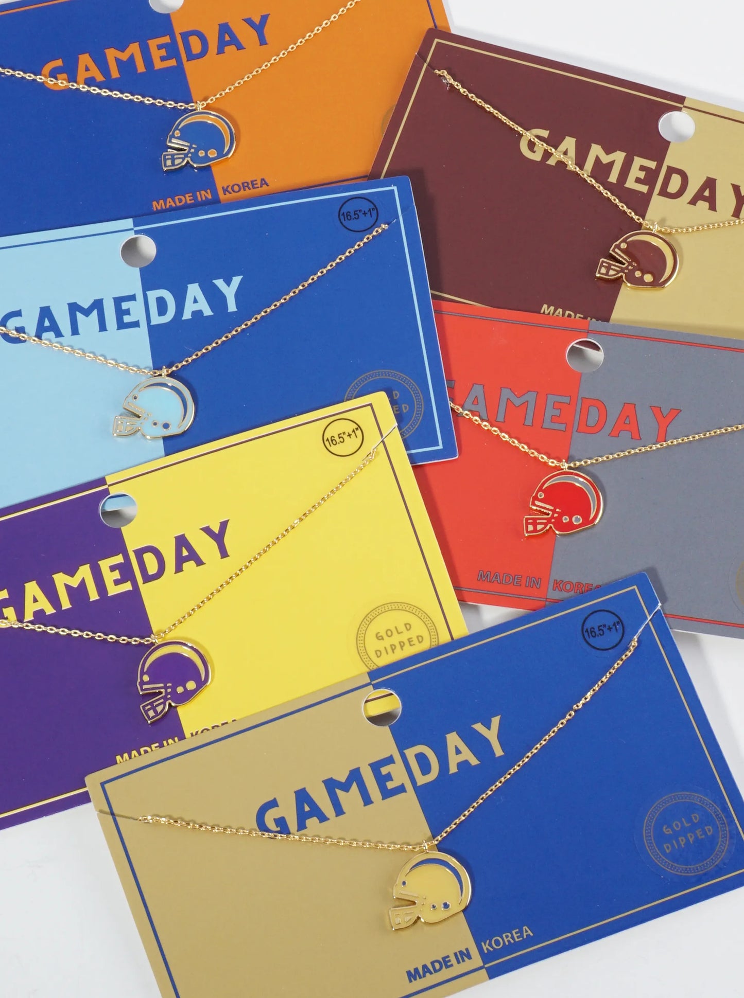 18K Gold Dipped Enamel Football Helmet Pendant Game Day Necklace