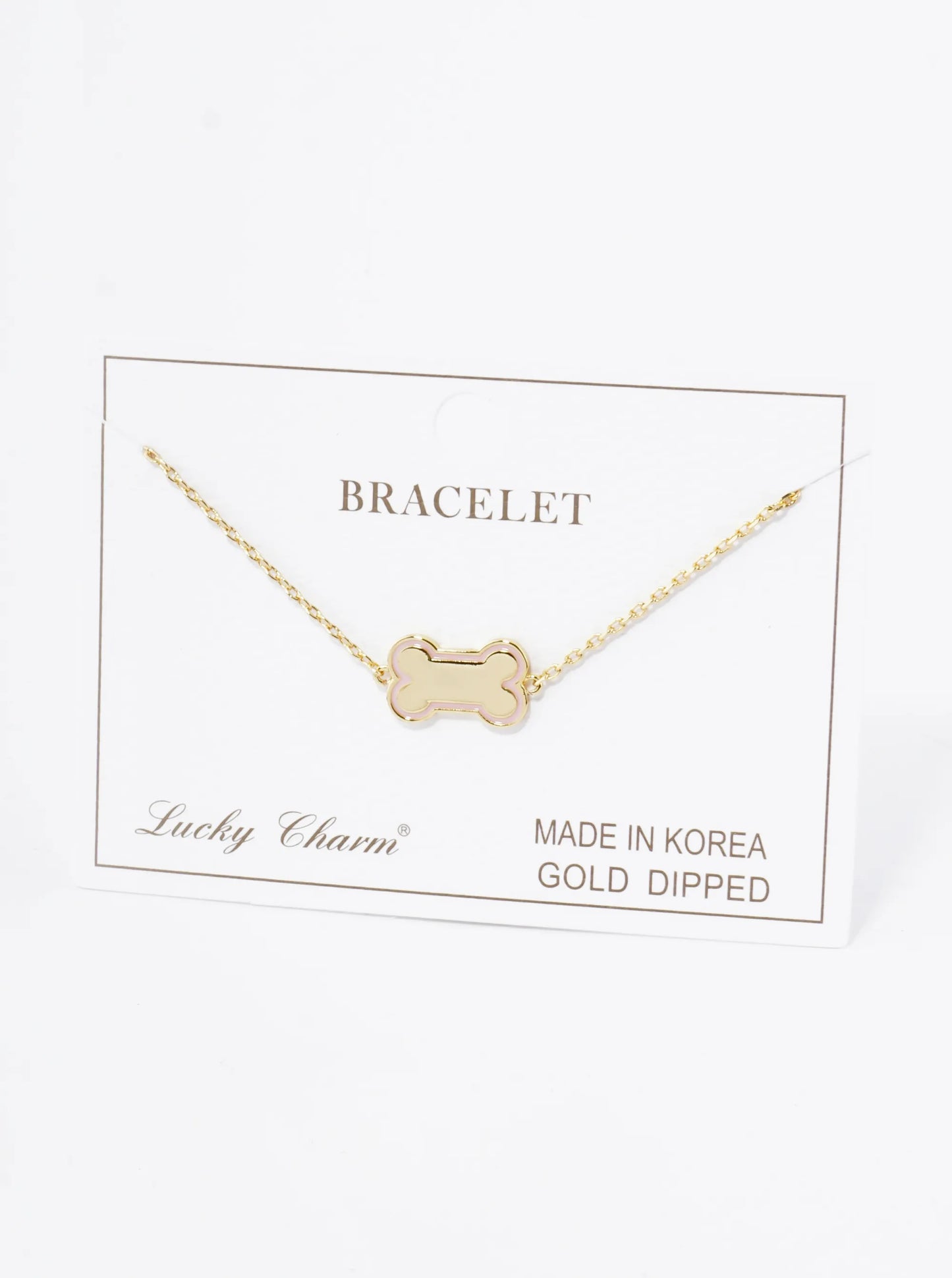 18K Gold Dipped Enamel Game Day Mascot Dog Bone Treat Chain Bracelet