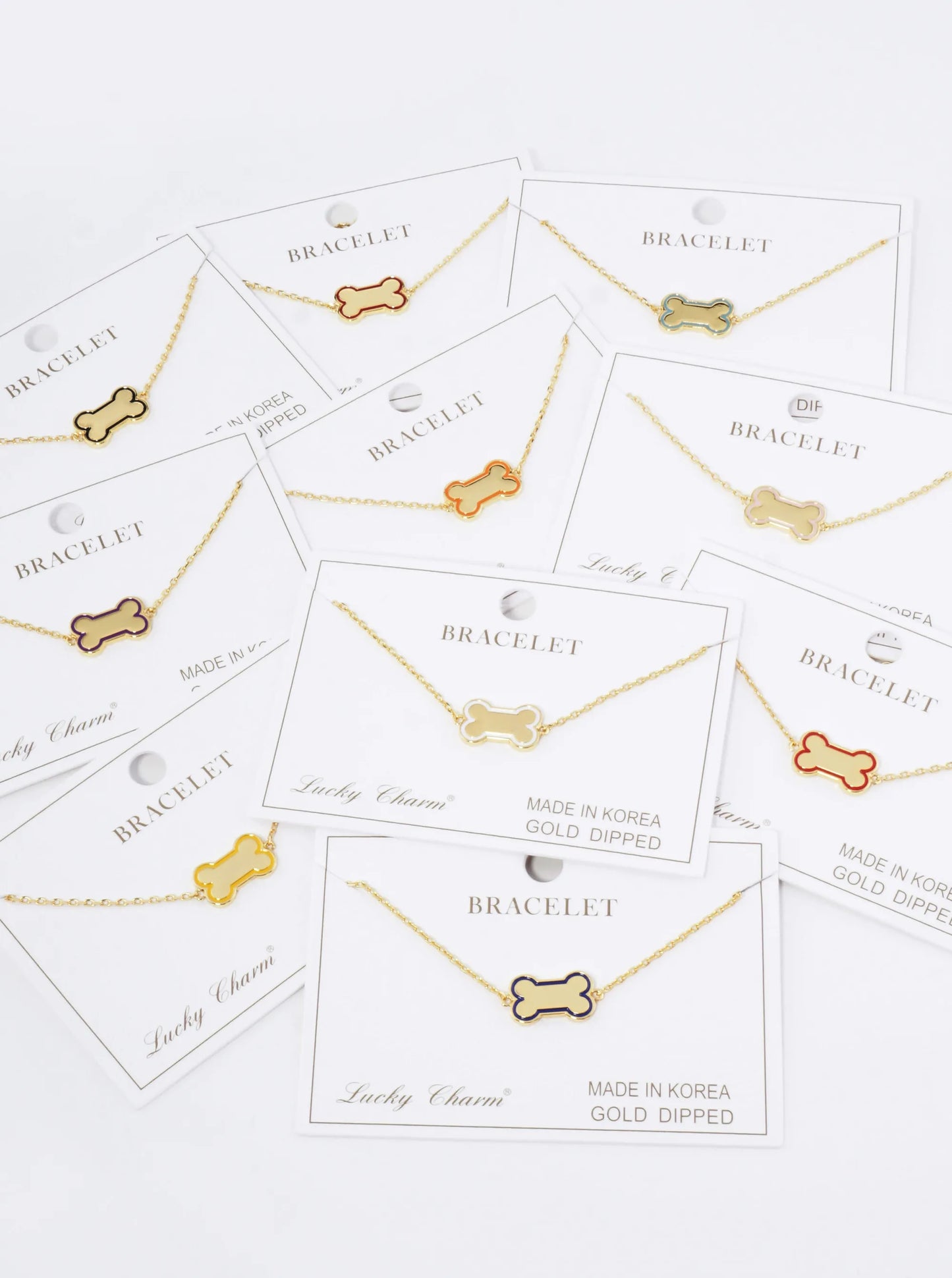 18K Gold Dipped Enamel Game Day Mascot Dog Bone Treat Chain Bracelet
