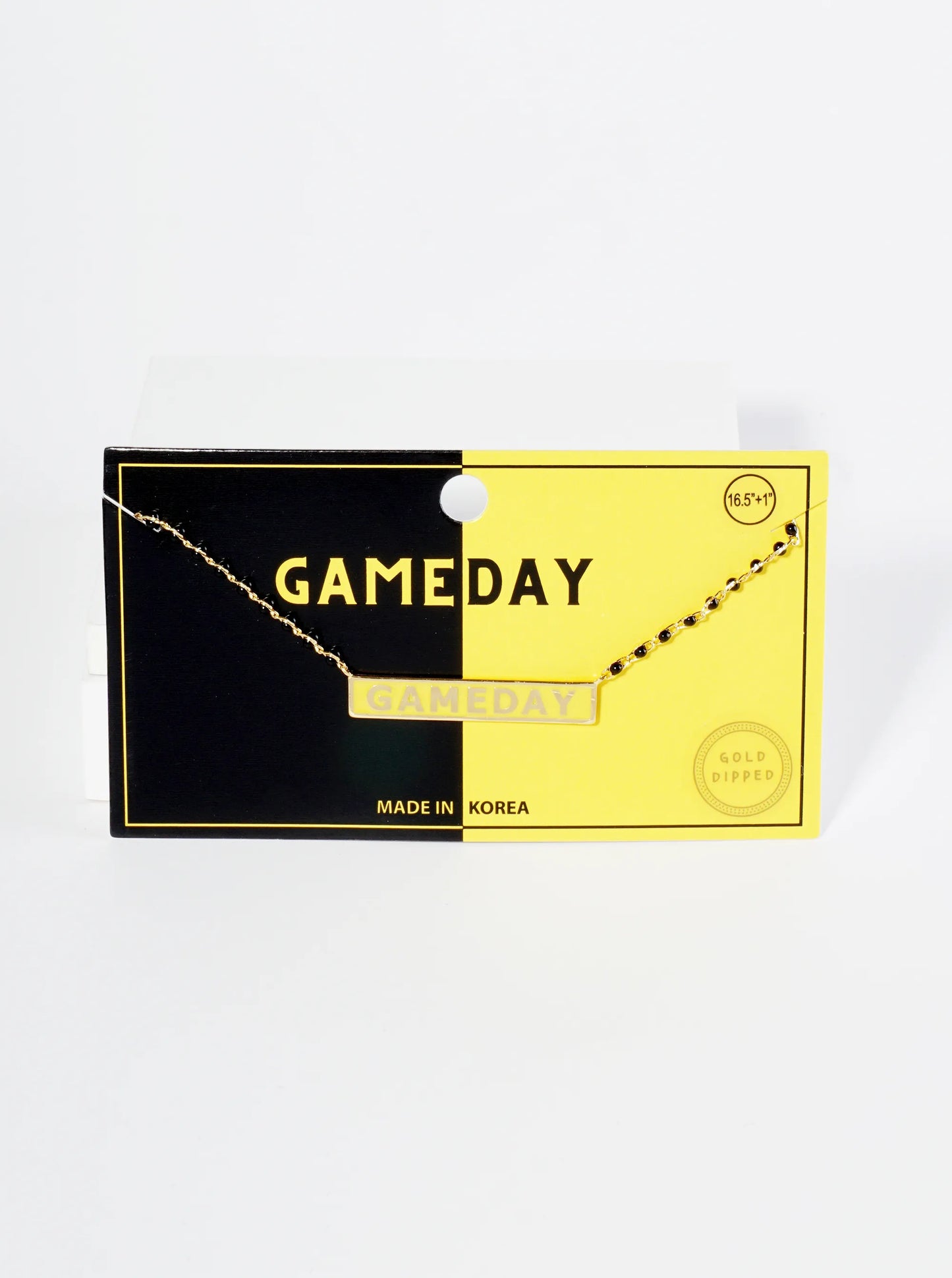 18K Gold Dipped Enamel Game Day Pendant Glass Beaded Chain Necklace