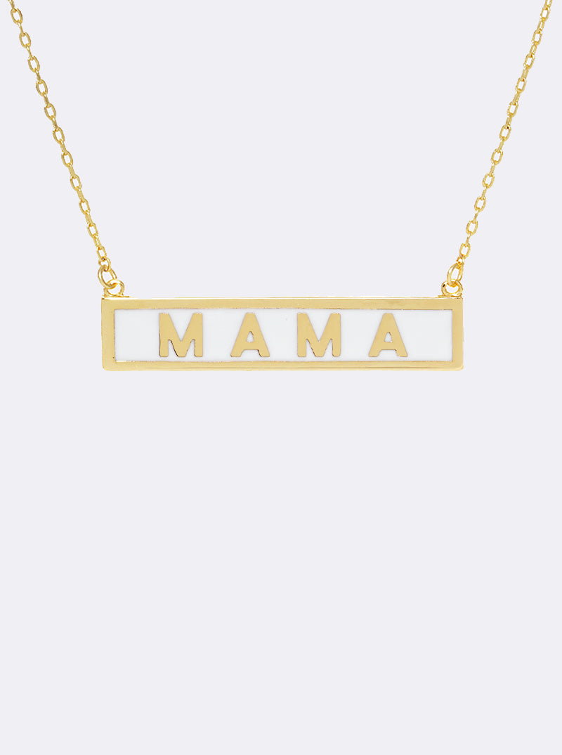 18K-Gold-Dipped Enamel Mama Rectangle Pendant Necklace