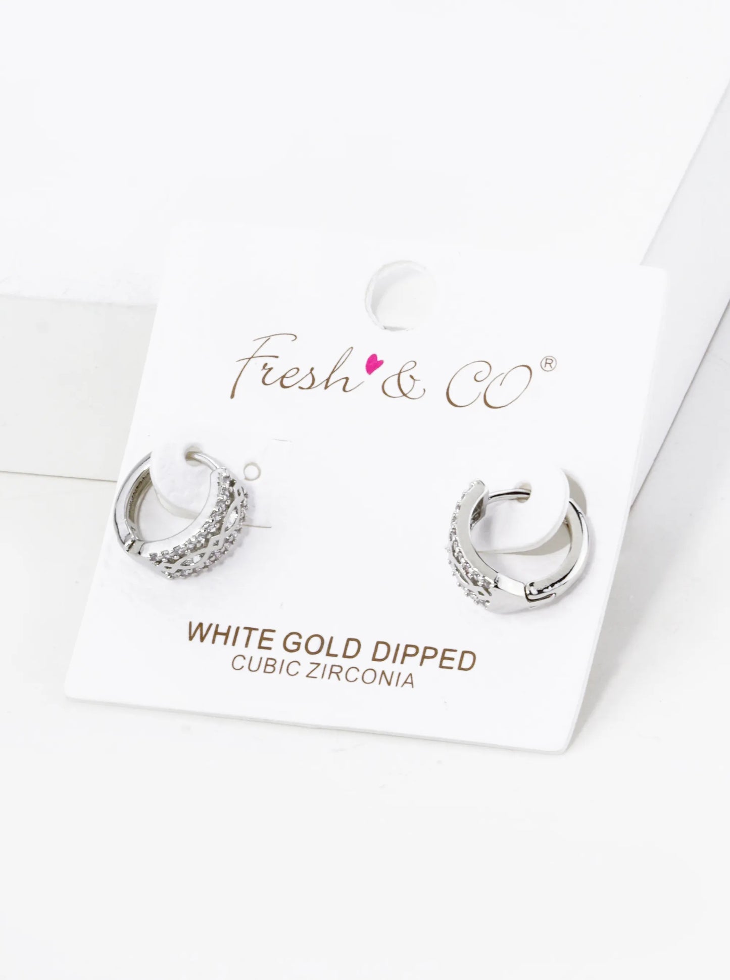 18K Gold Dipped Filigree Micro Pave Set Cubic Zirconia 12mm Huggie Hoop Earrings