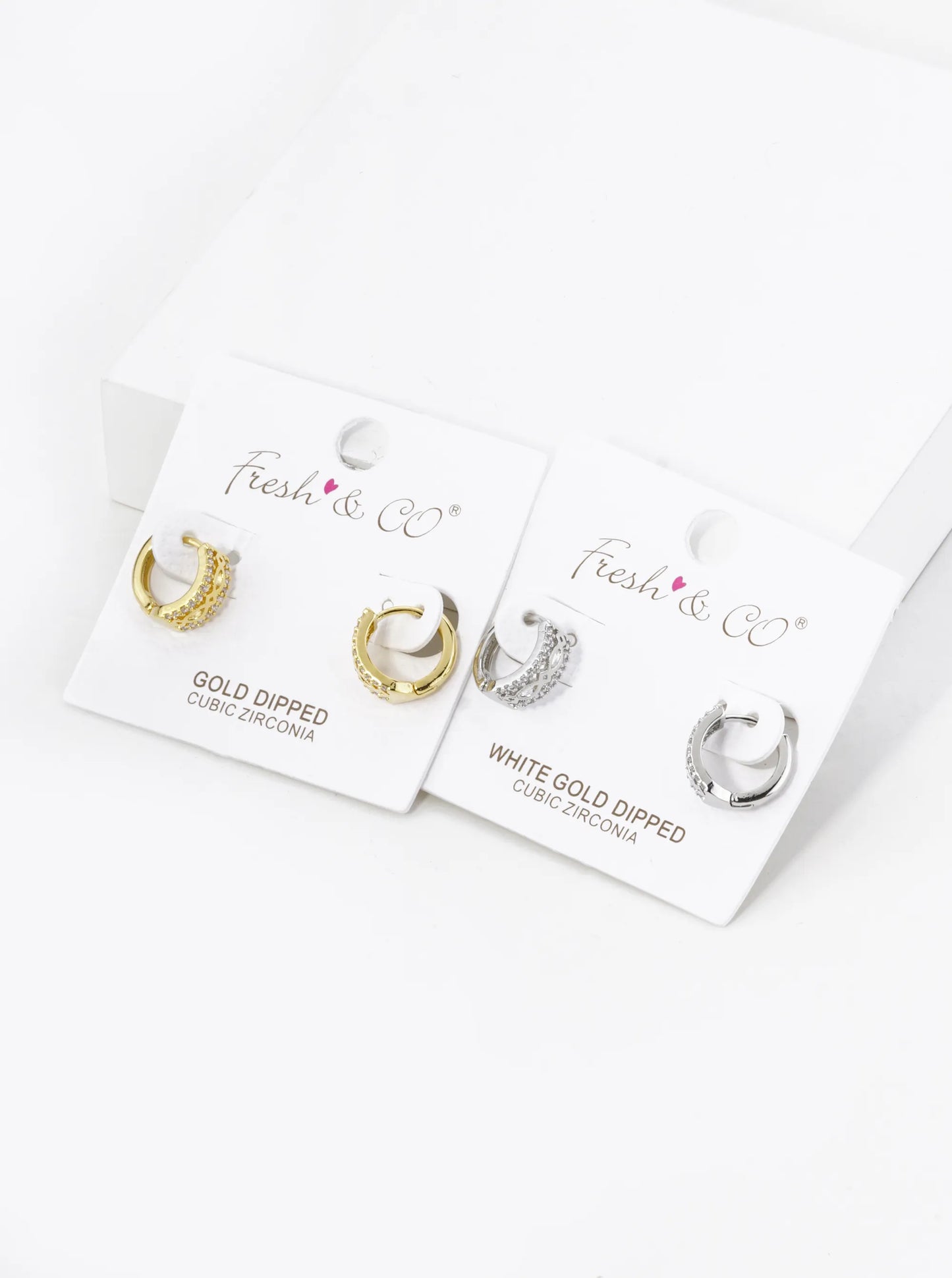 18K Gold Dipped Filigree Micro Pave Set Cubic Zirconia 12mm Huggie Hoop Earrings