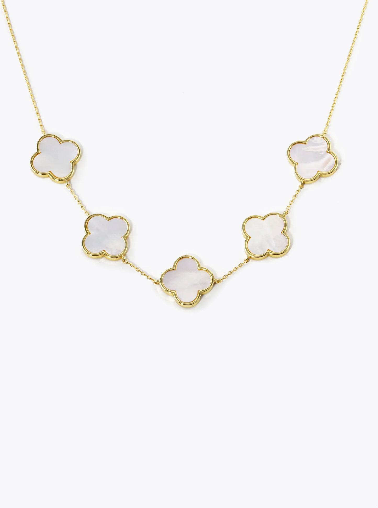 18K Gold Dipped Five 17mm Quatrefoil Necklace