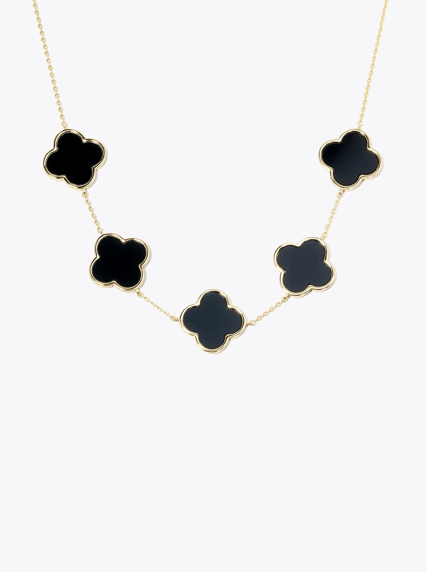 18K Gold Dipped Five 17mm Quatrefoil Necklace