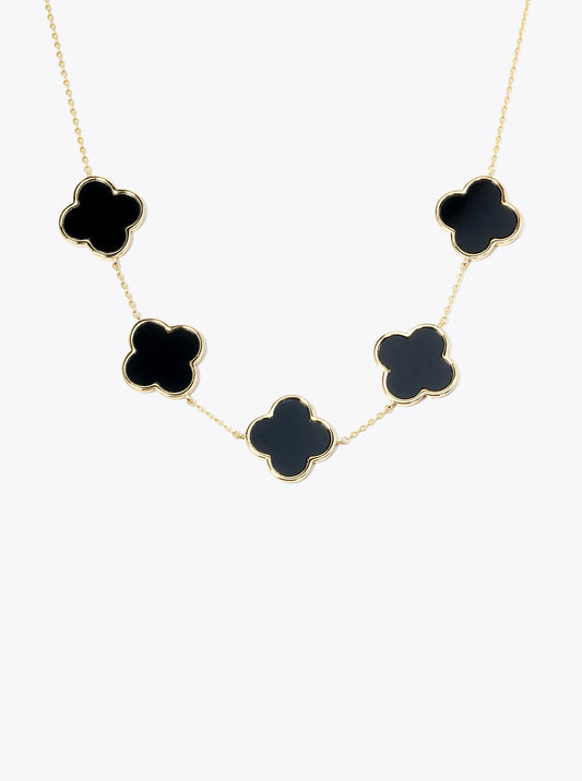 18K Gold Dipped Five 17mm Quatrefoil Necklace