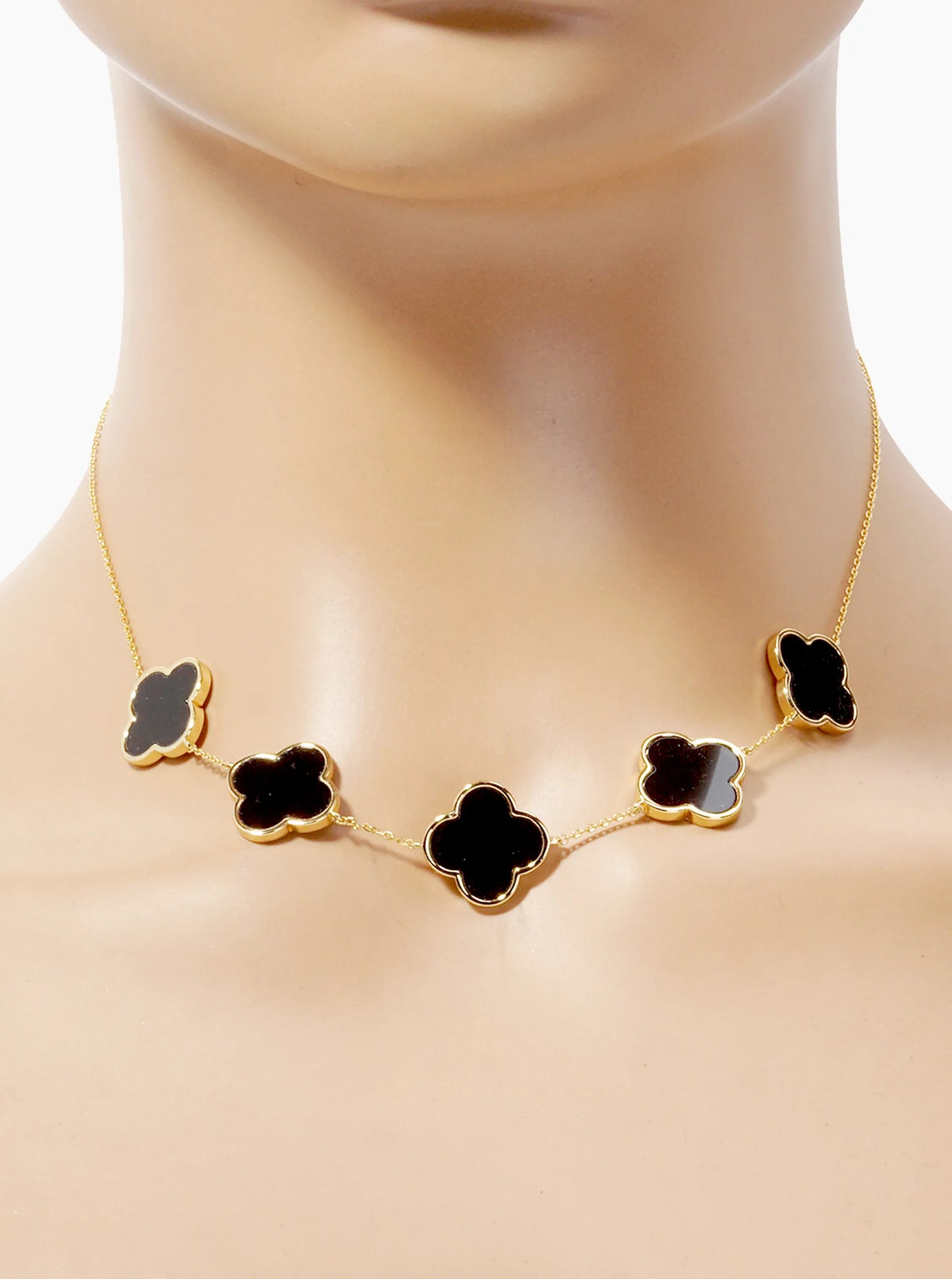 18K Gold Dipped Five 17mm Quatrefoil Necklace