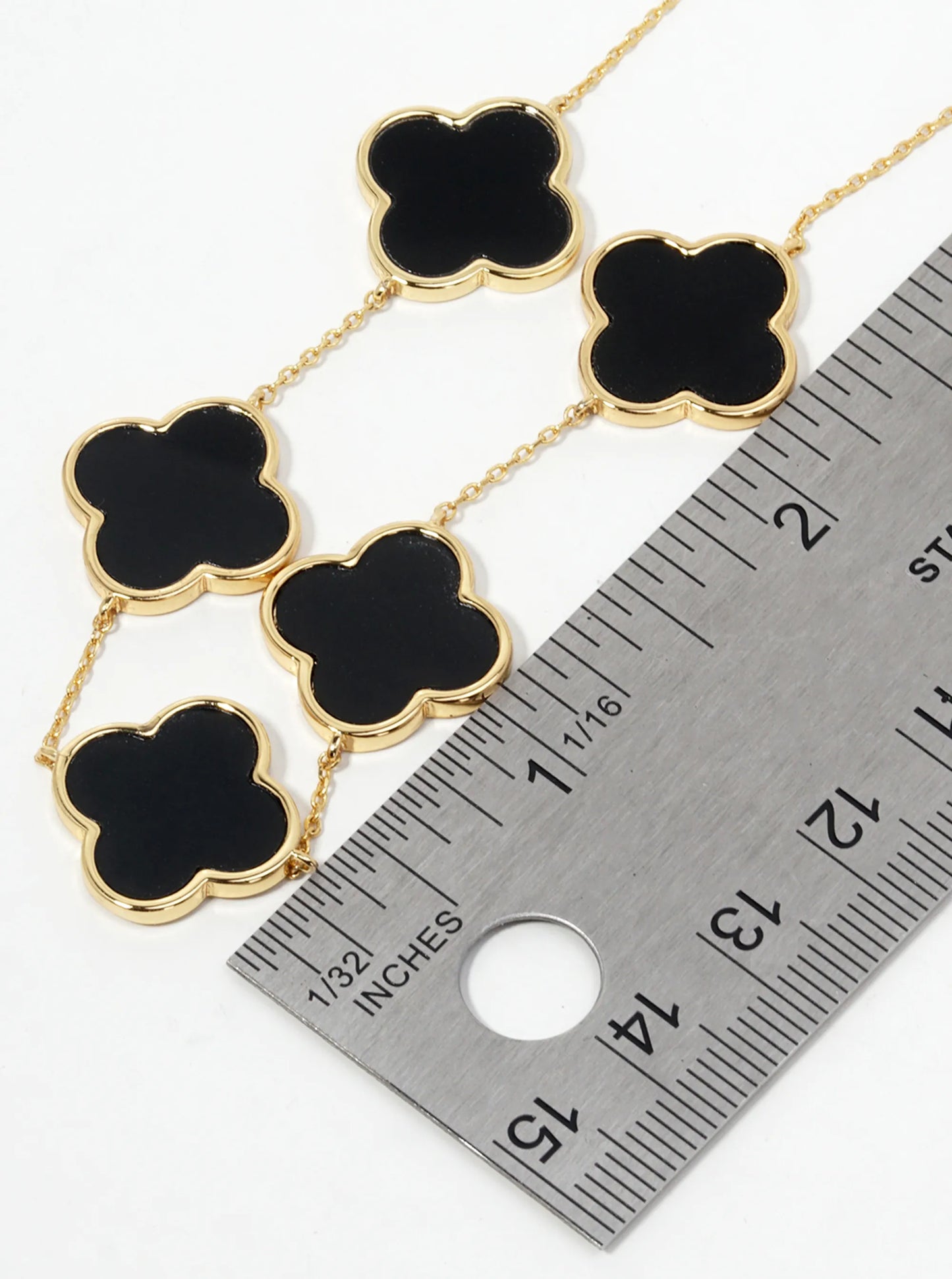18K Gold Dipped Five 17mm Quatrefoil Necklace