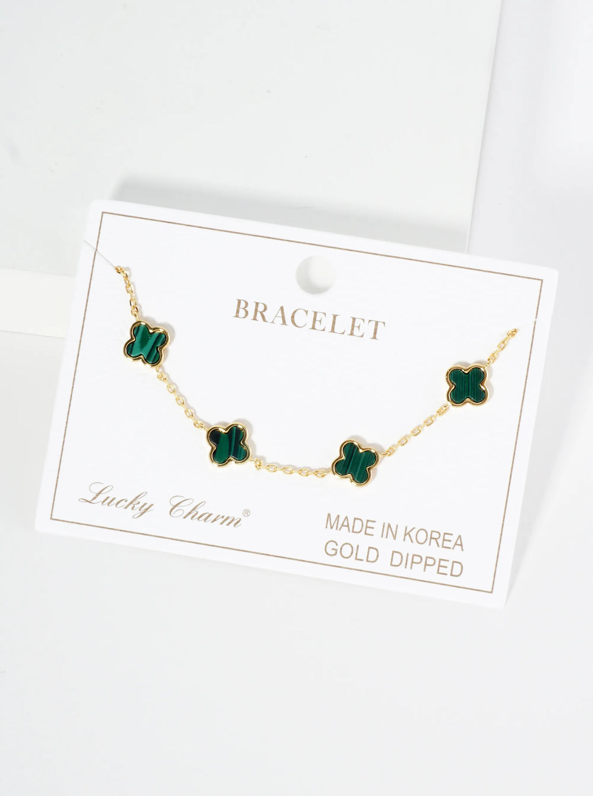 18K Gold Dipped Five 9mm Quatrefoil Station Bracelet