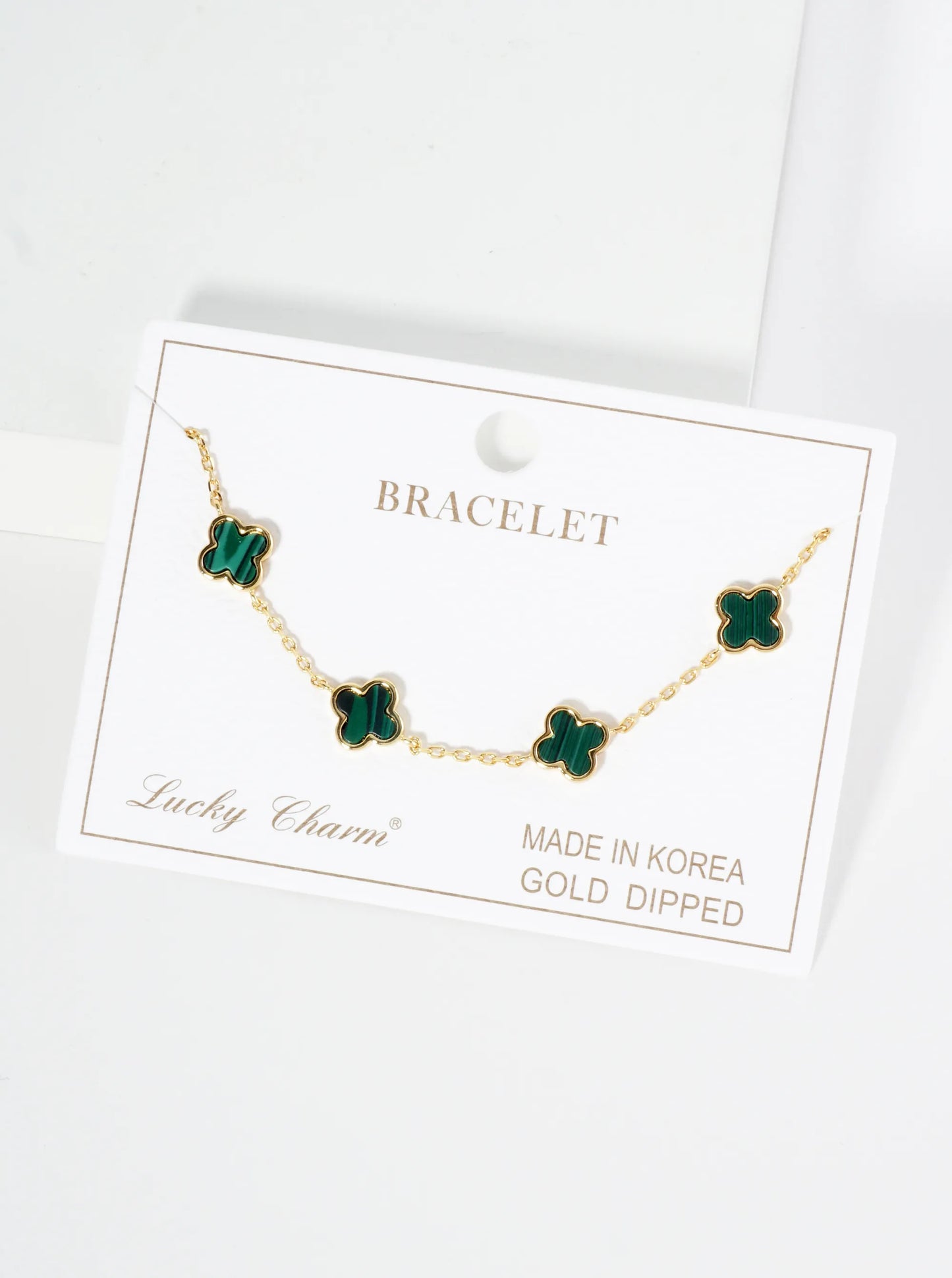 18K Gold Dipped Five 9mm Quatrefoil Station Bracelet