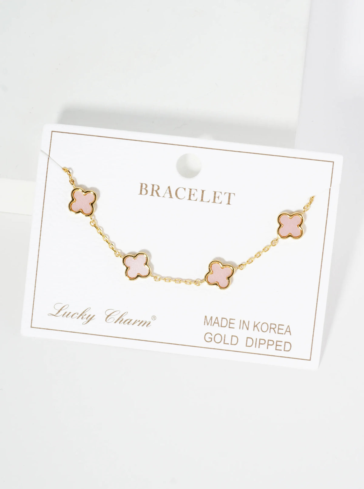 18K Gold Dipped Five 9mm Quatrefoil Station Bracelet