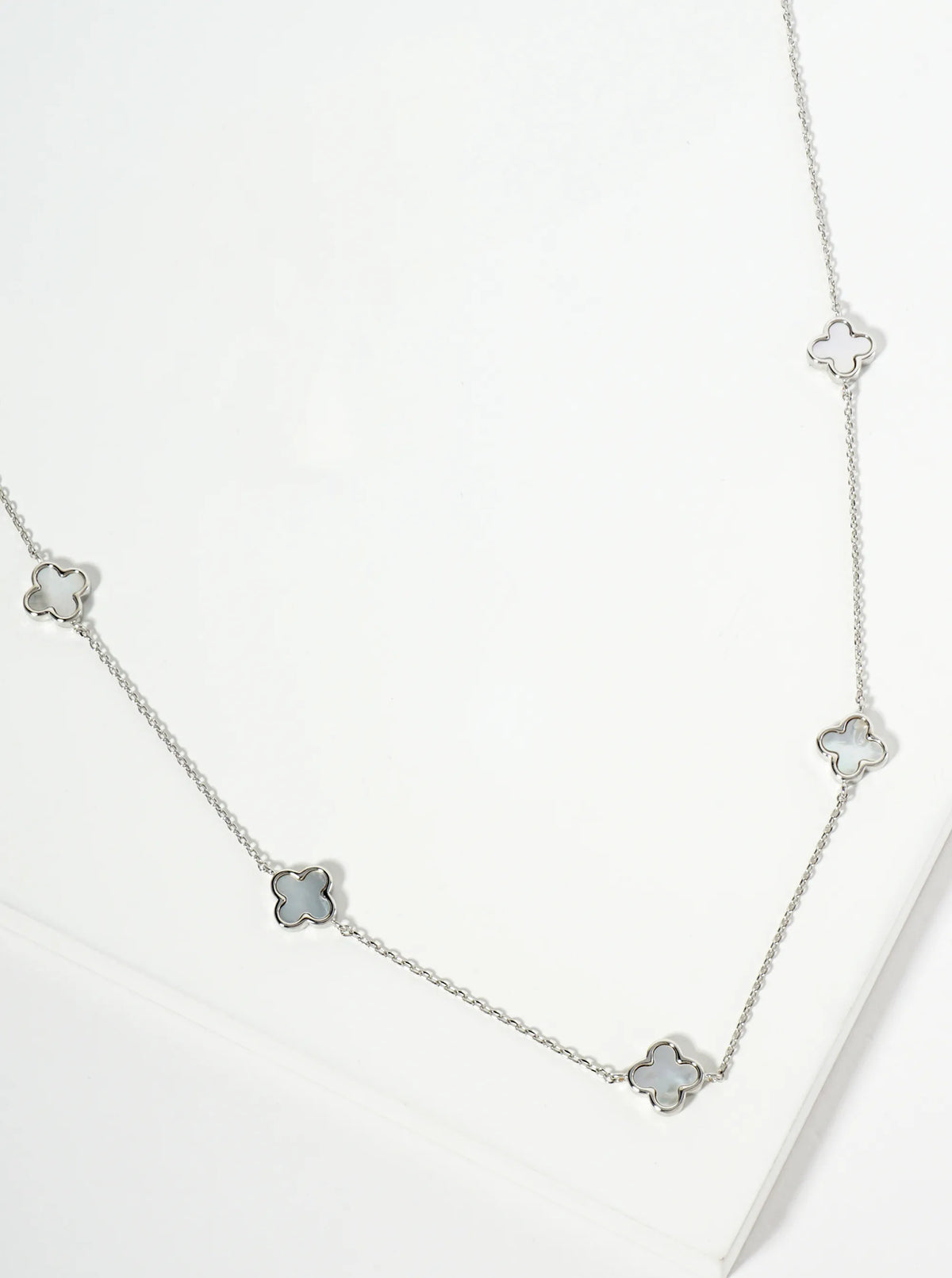 18K Gold Dipped Five 9mm Quatrefoil Station Necklace