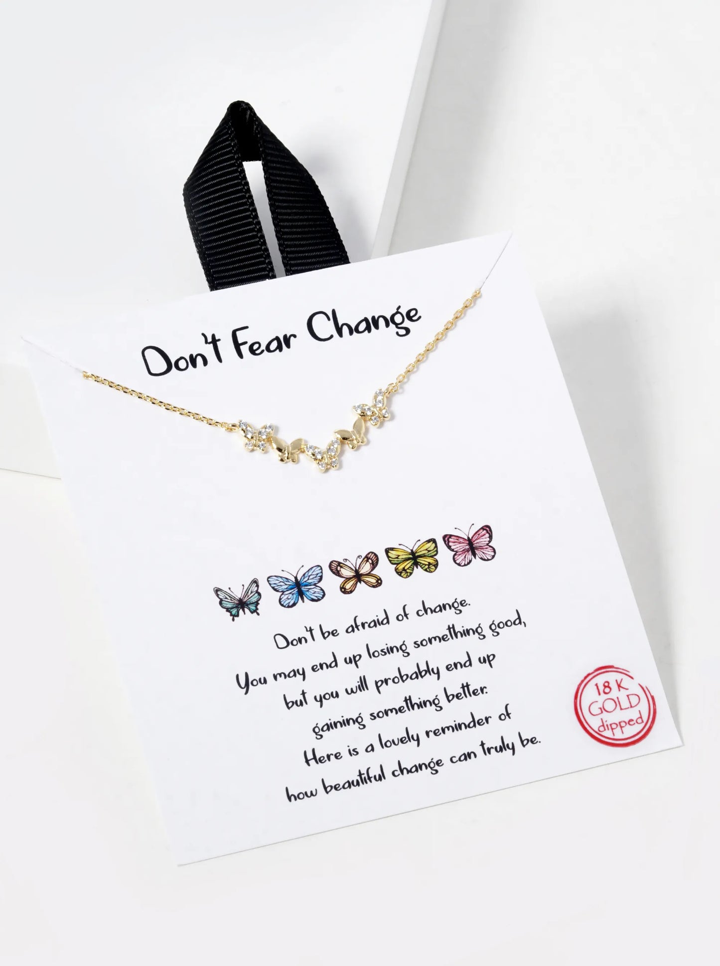 18K Gold Dipped Five CZ Pave Five Butterflies Pendant Necklace