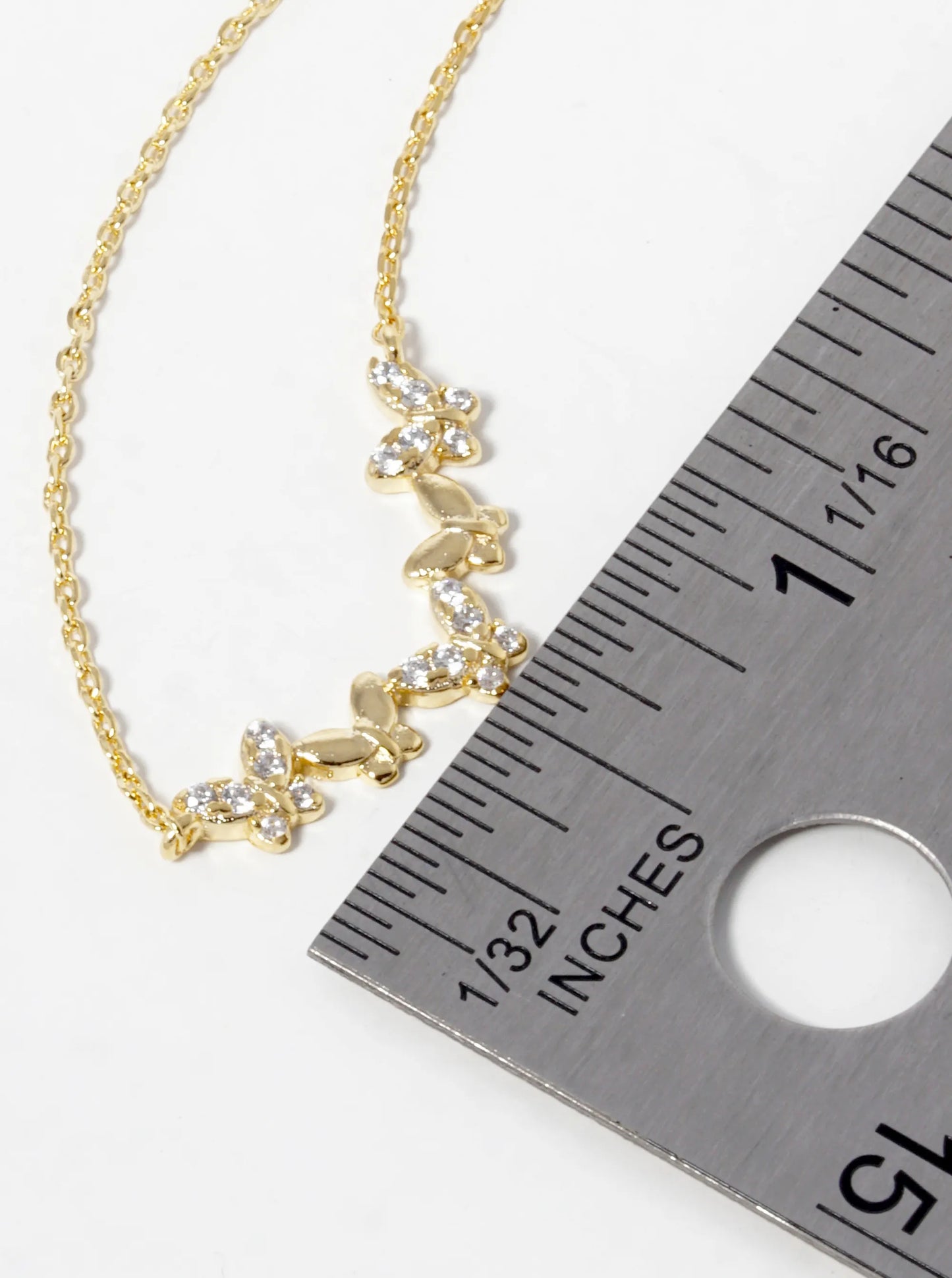 18K Gold Dipped Five CZ Pave Five Butterflies Pendant Necklace