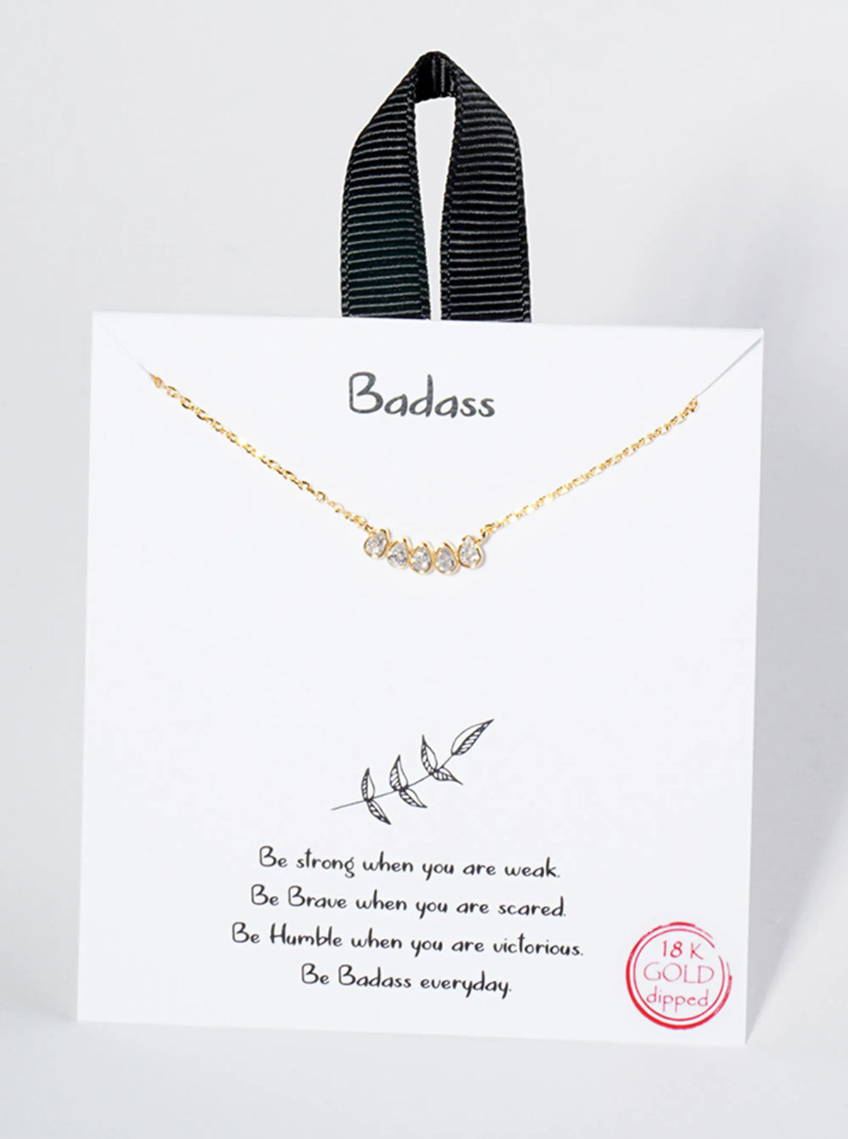 18K Gold Dipped Five Oval CZ Stone Pendant Necklace