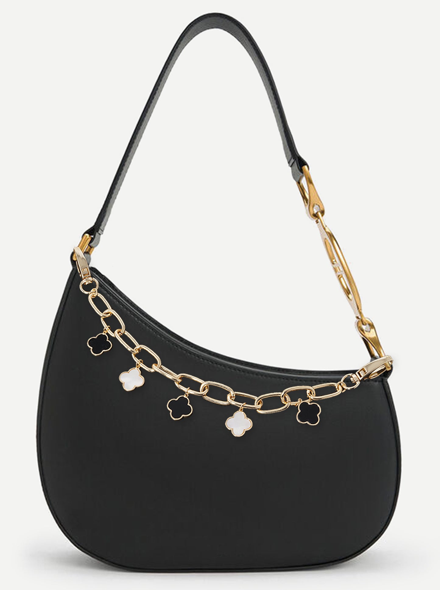 18K Gold Dipped Five Quatrefoil Bag Charm 20mm Chain