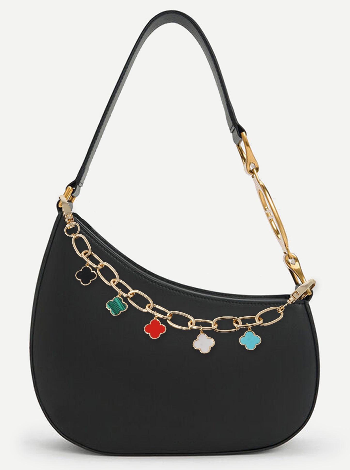 18K Gold Dipped Five Quatrefoil Bag Charm 20mm Chain