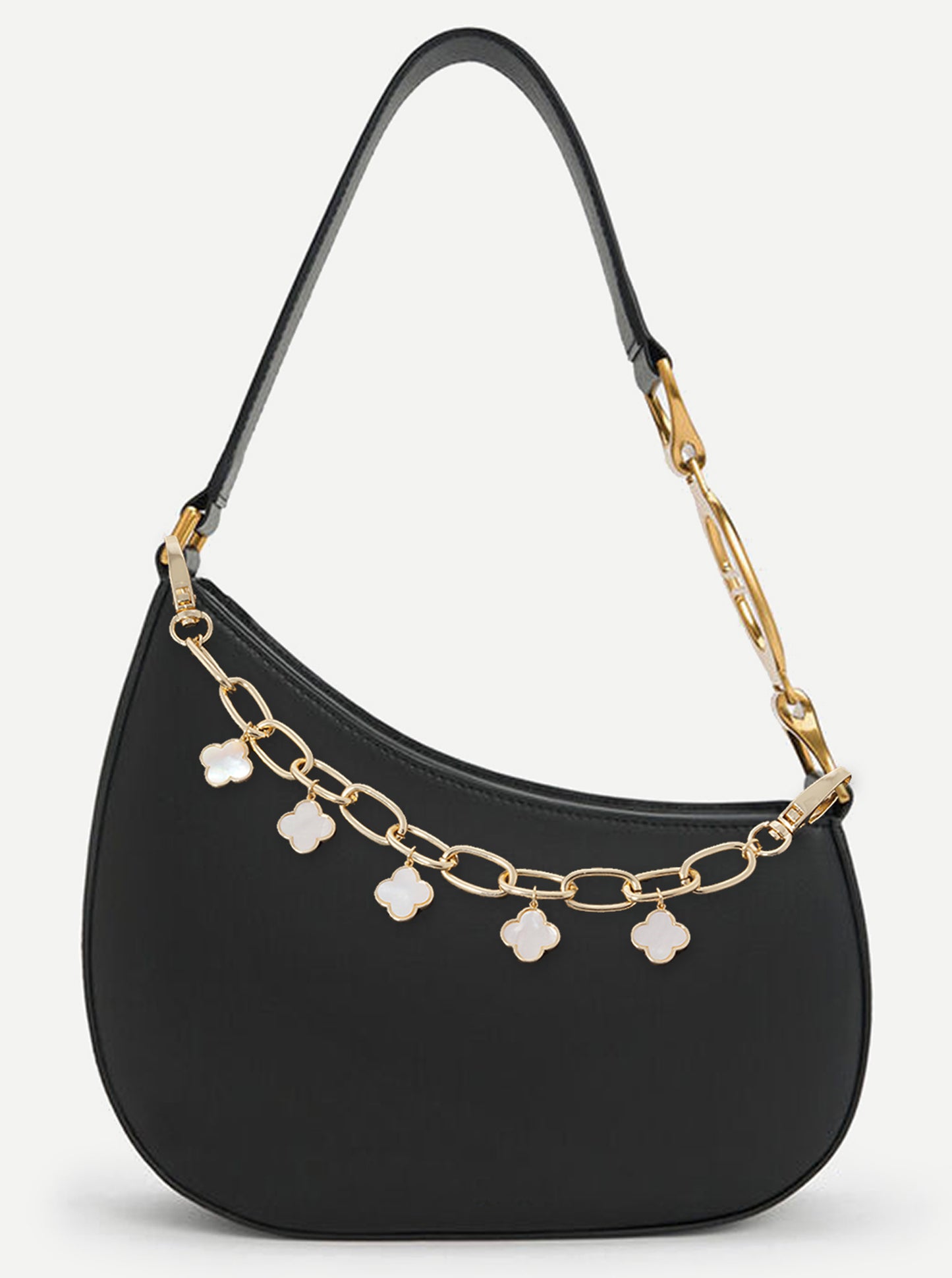 18K Gold Dipped Five Quatrefoil Bag Charm 20mm Chain