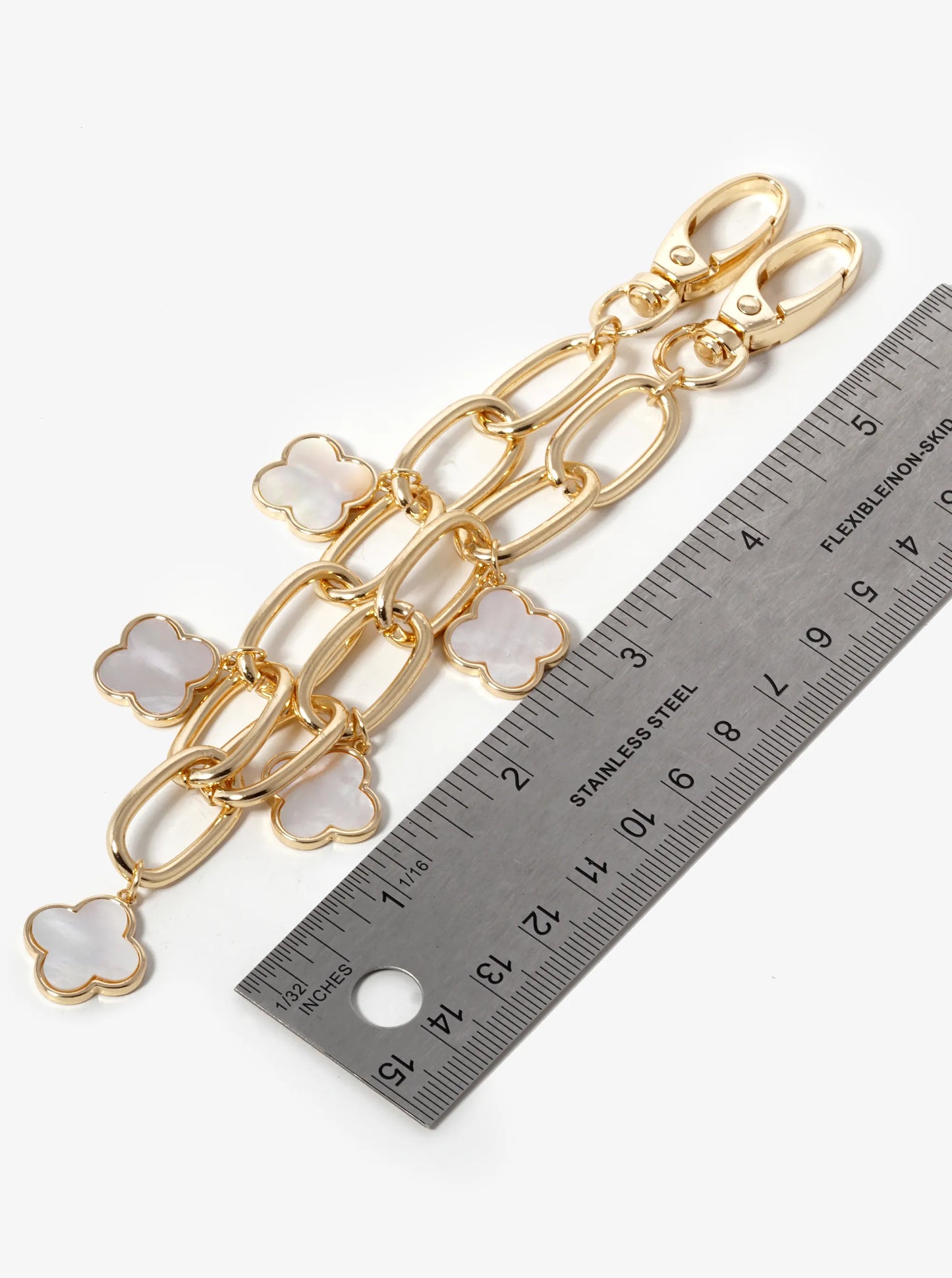18K Gold Dipped Five Quatrefoil Bag Charm 20mm Chain