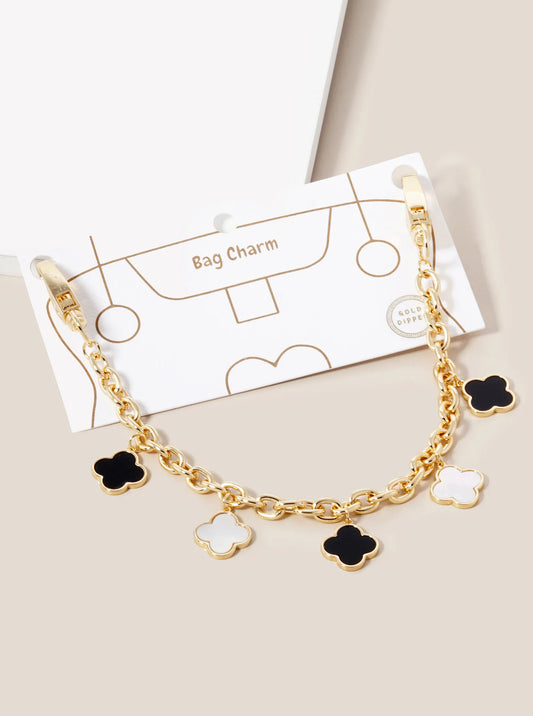 18K Gold Dipped Five Quatrefoil Bag Charm Chain