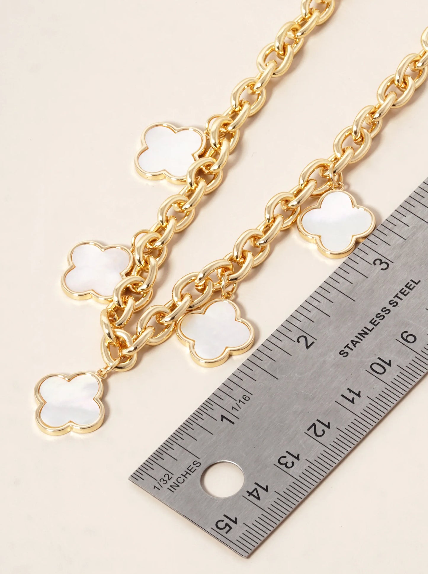 18K Gold Dipped Five Quatrefoil Link Chain Necklace