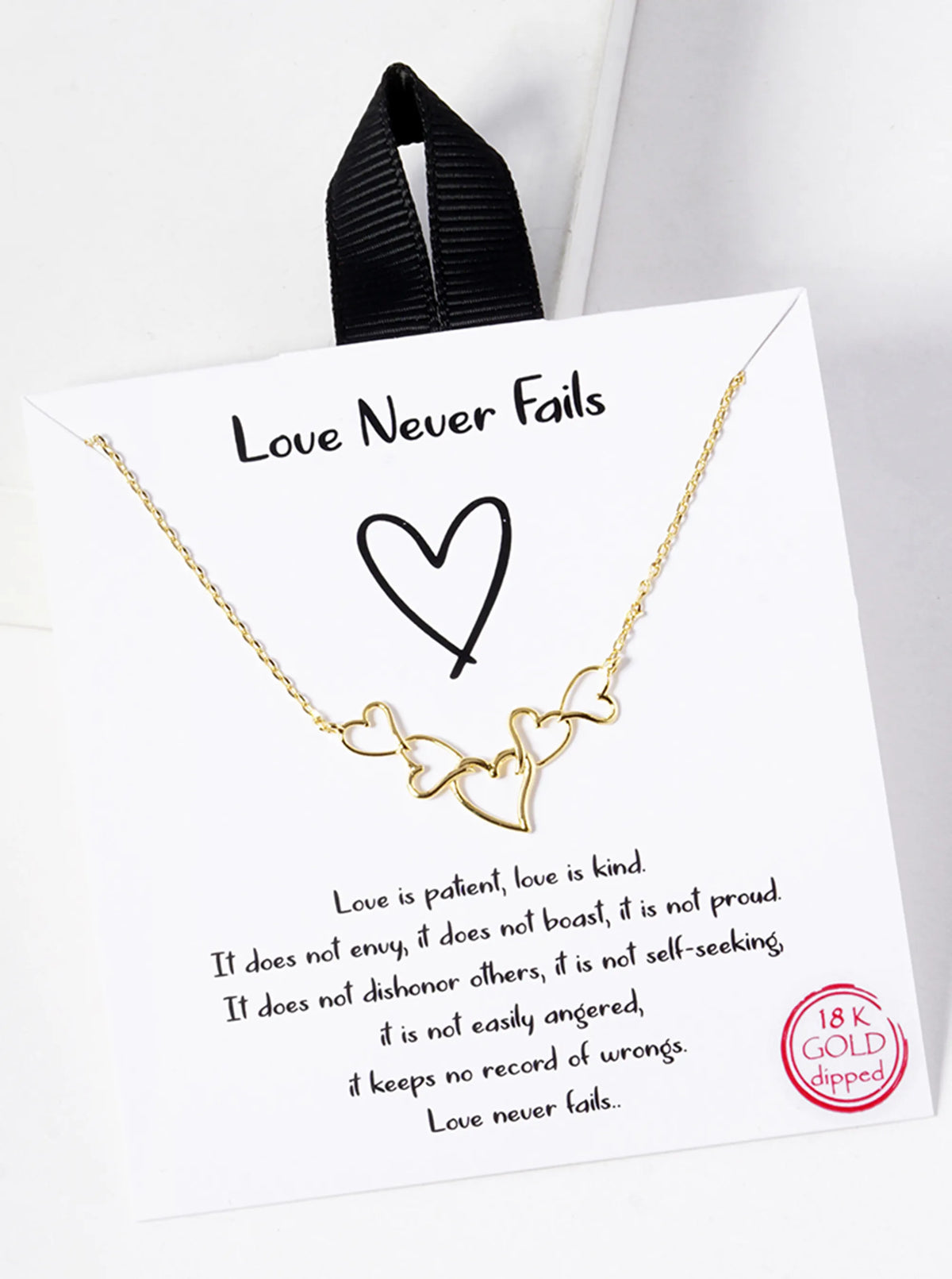 18K-Gold-Dipped Five Wire Hearts Connected In-a-Curved-Shape Pendant Necklace