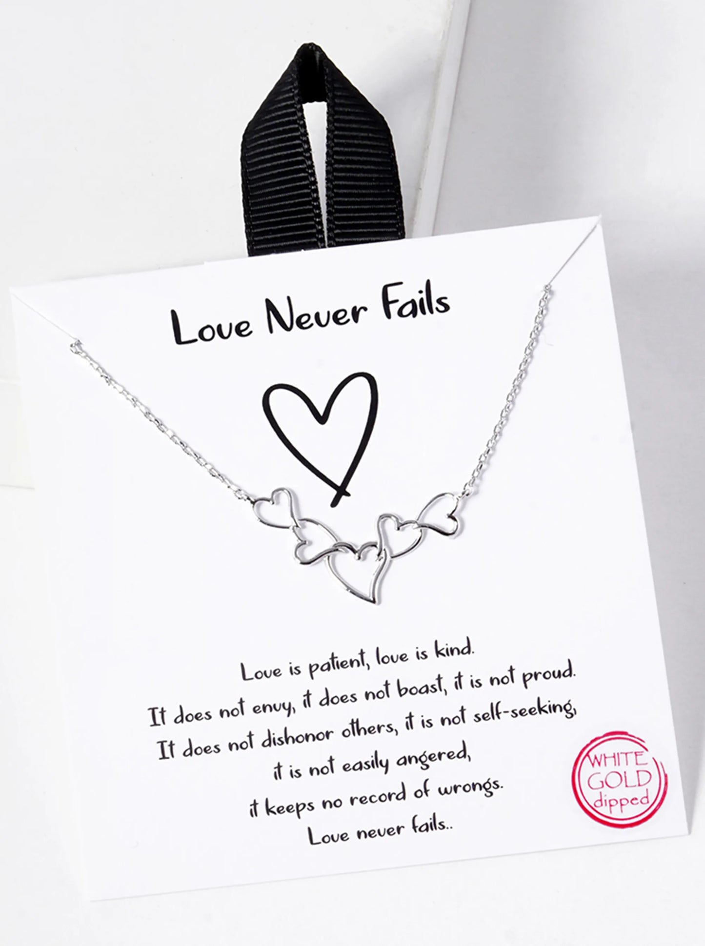 18K-Gold-Dipped Five Wire Hearts Connected In-a-Curved-Shape Pendant Necklace