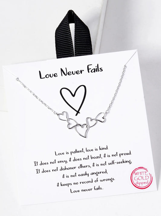 18K-Gold-Dipped Five Wire Hearts Connected In-a-Curved-Shape Pendant Necklace