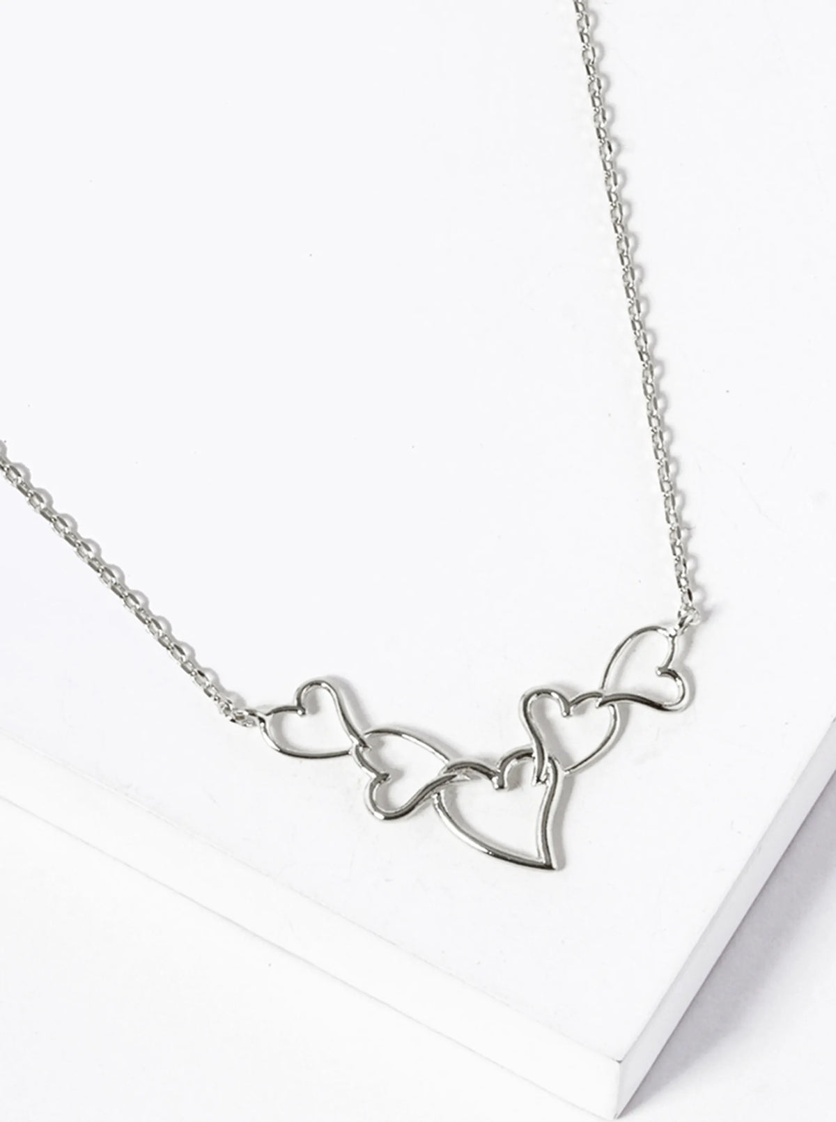 18K-Gold-Dipped Five Wire Hearts Connected In-a-Curved-Shape Pendant Necklace