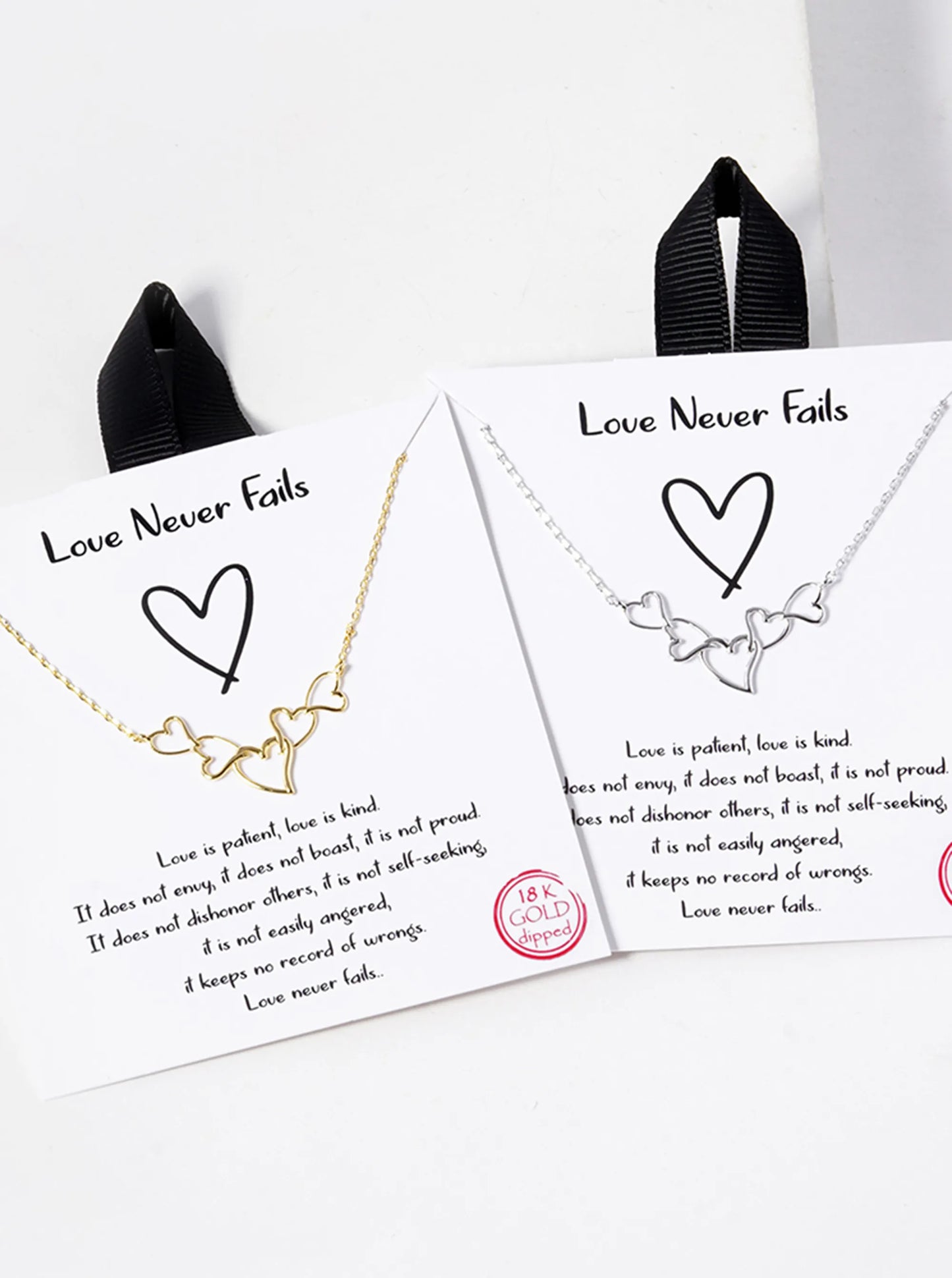 18K-Gold-Dipped Five Wire Hearts Connected In-a-Curved-Shape Pendant Necklace