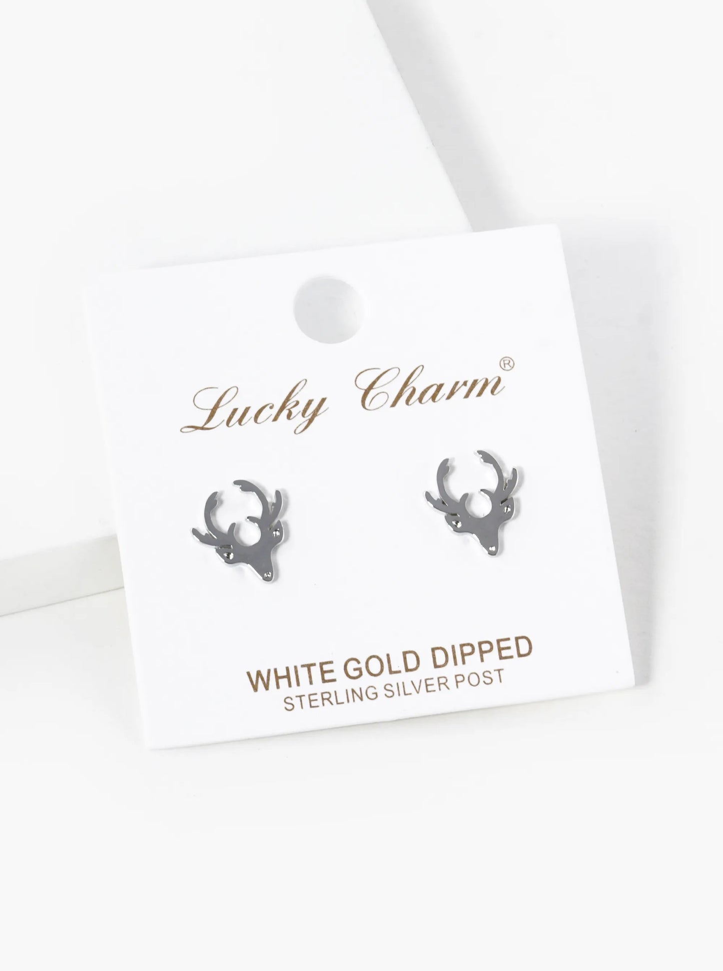 18K Gold Dipped Flat Deer Head Stud Earrings
