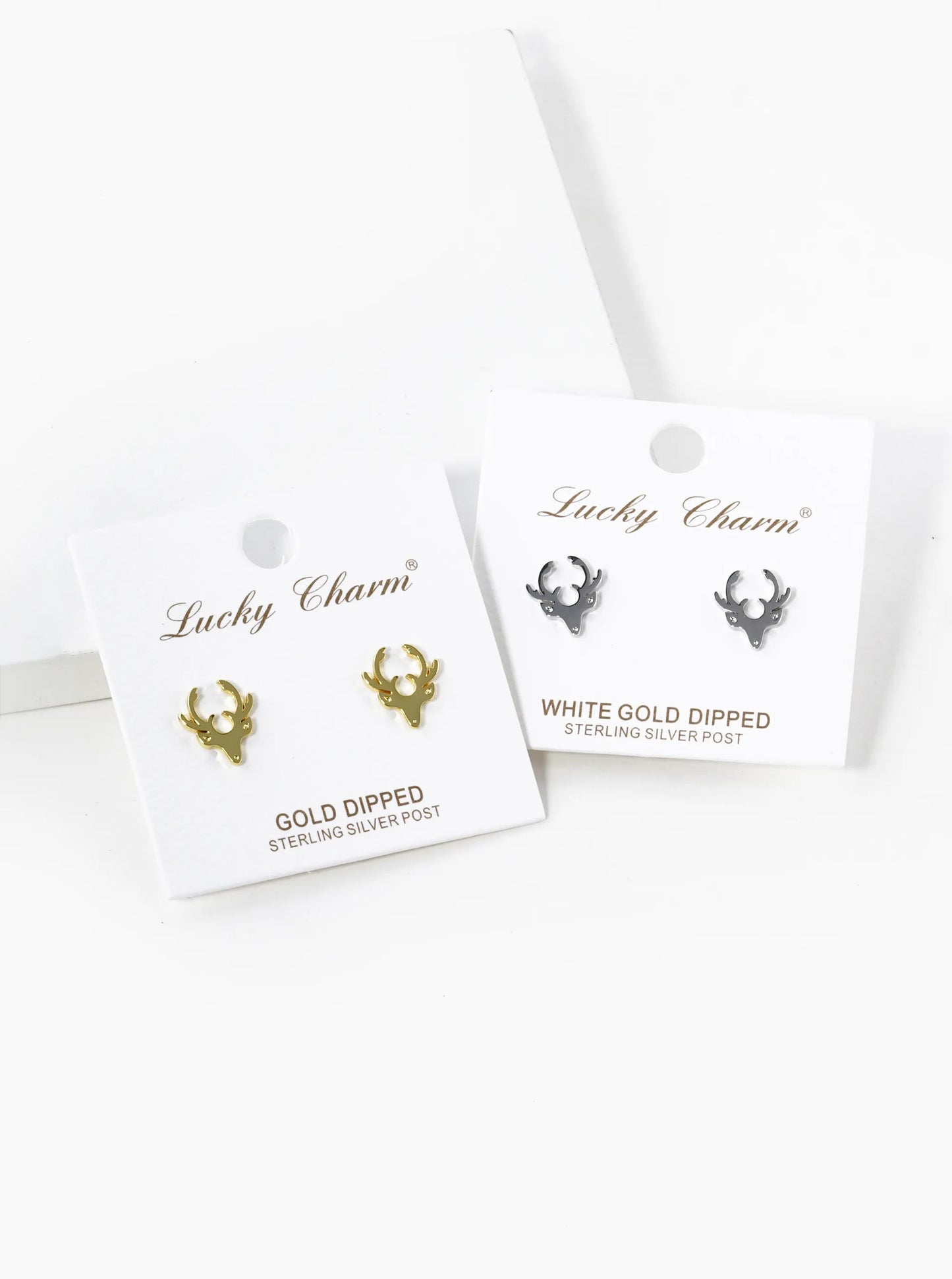 18K Gold Dipped Flat Deer Head Stud Earrings
