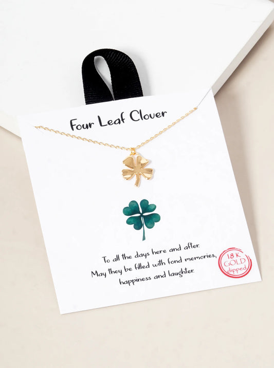 18K Gold Dipped Four-Leaf Clover Pendant Necklace