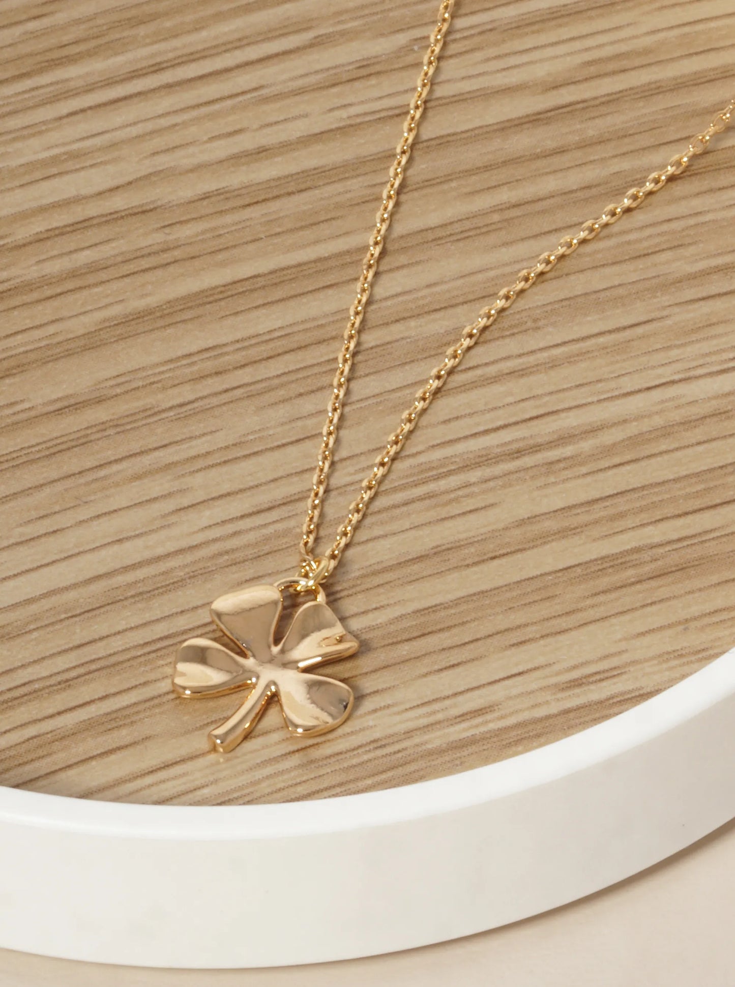 18K Gold Dipped Four-Leaf Clover Pendant Necklace