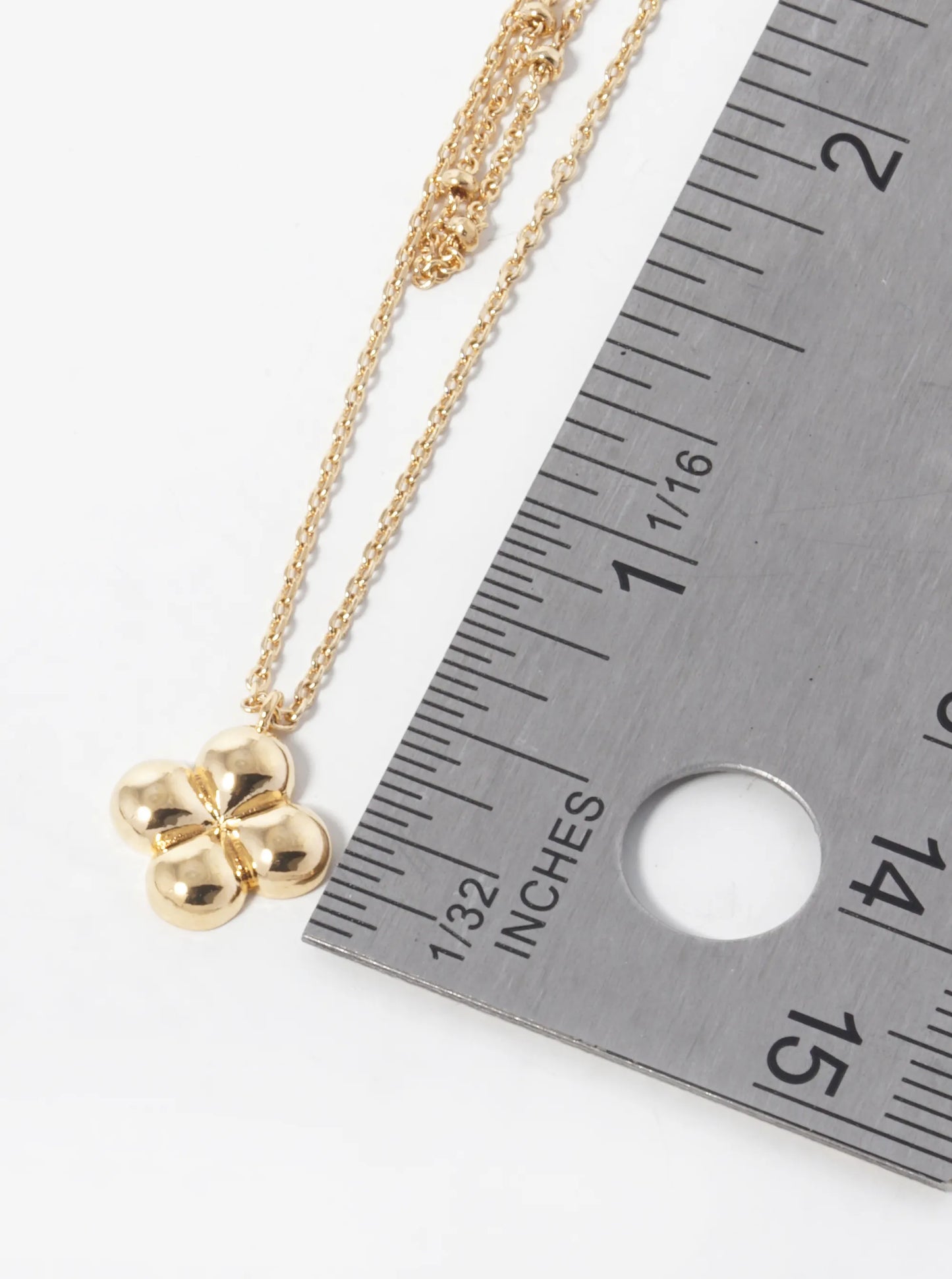 18K Gold Dipped Four-Leaf Clover Quatrefoil Pendant Layered Necklace